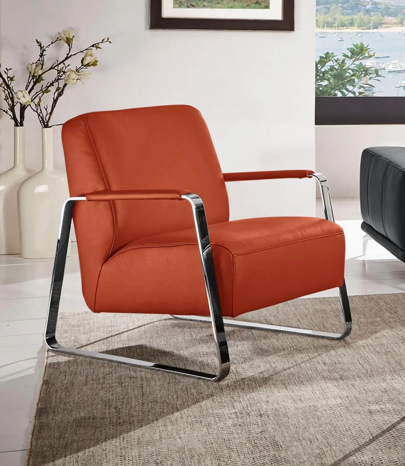 W.SCHILLIG Cocktailsessel quadroo Leder Orange