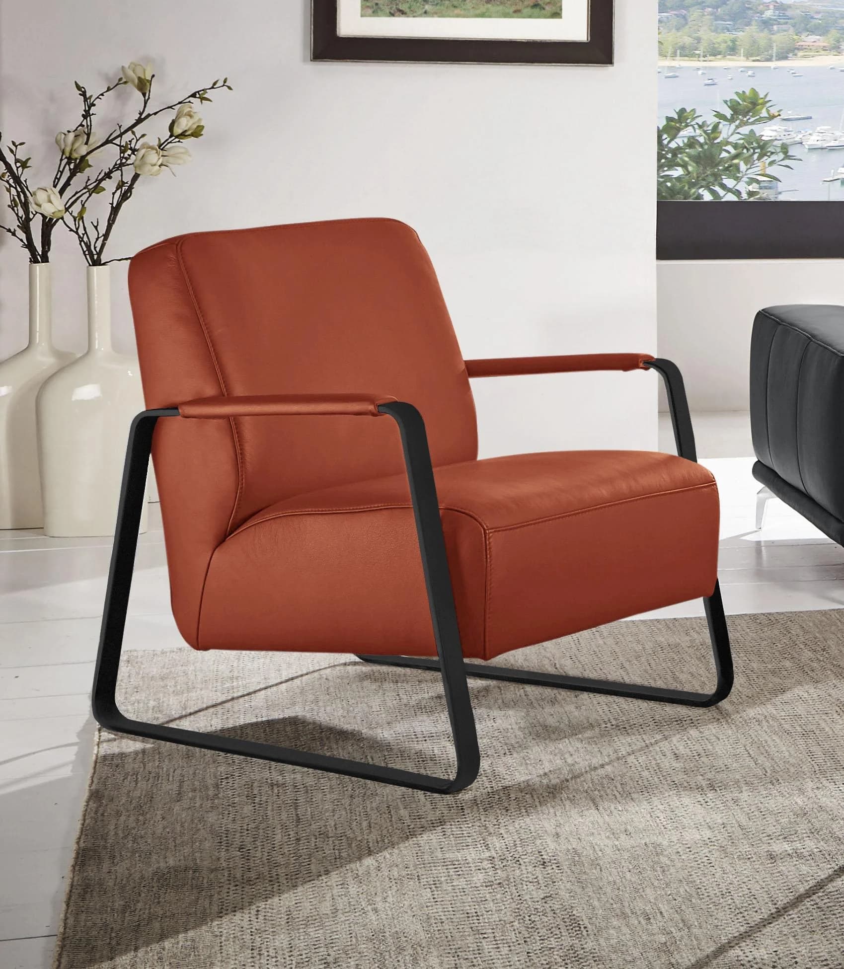 W.SCHILLIG quadroo Cocktailsessel Orange Longlife Leder