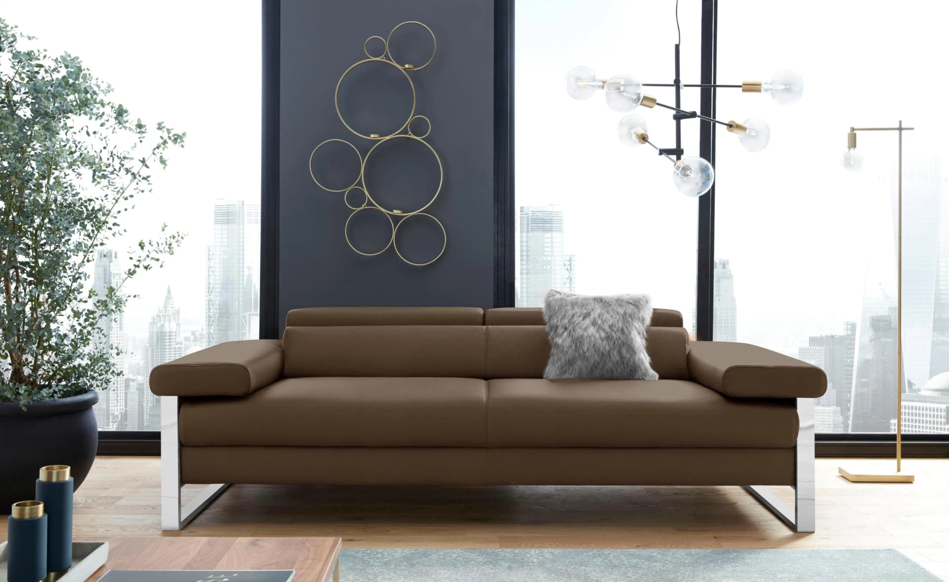 W.SCHILLIG finn 2-Sitzer Sofa Braun Modern