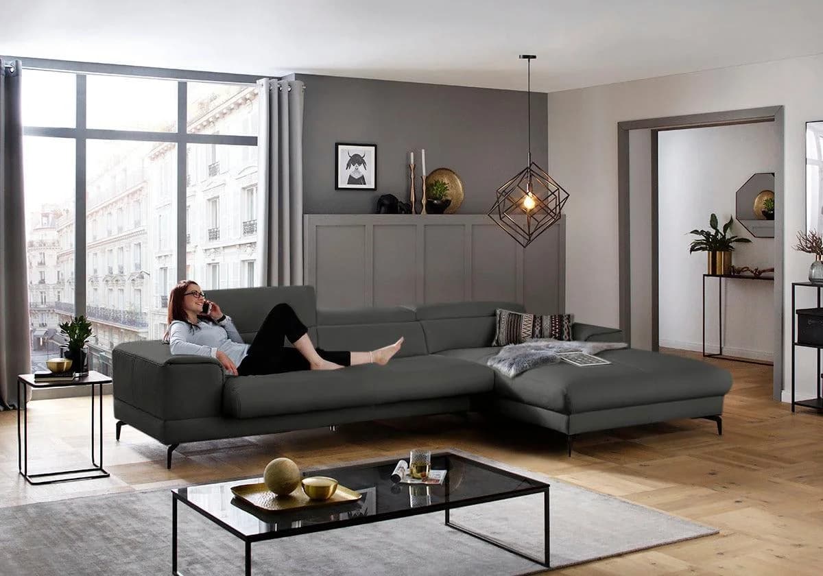 W.SCHILLIG Ecksofa piedroo Anthrazit Longlife Xtra-Leder