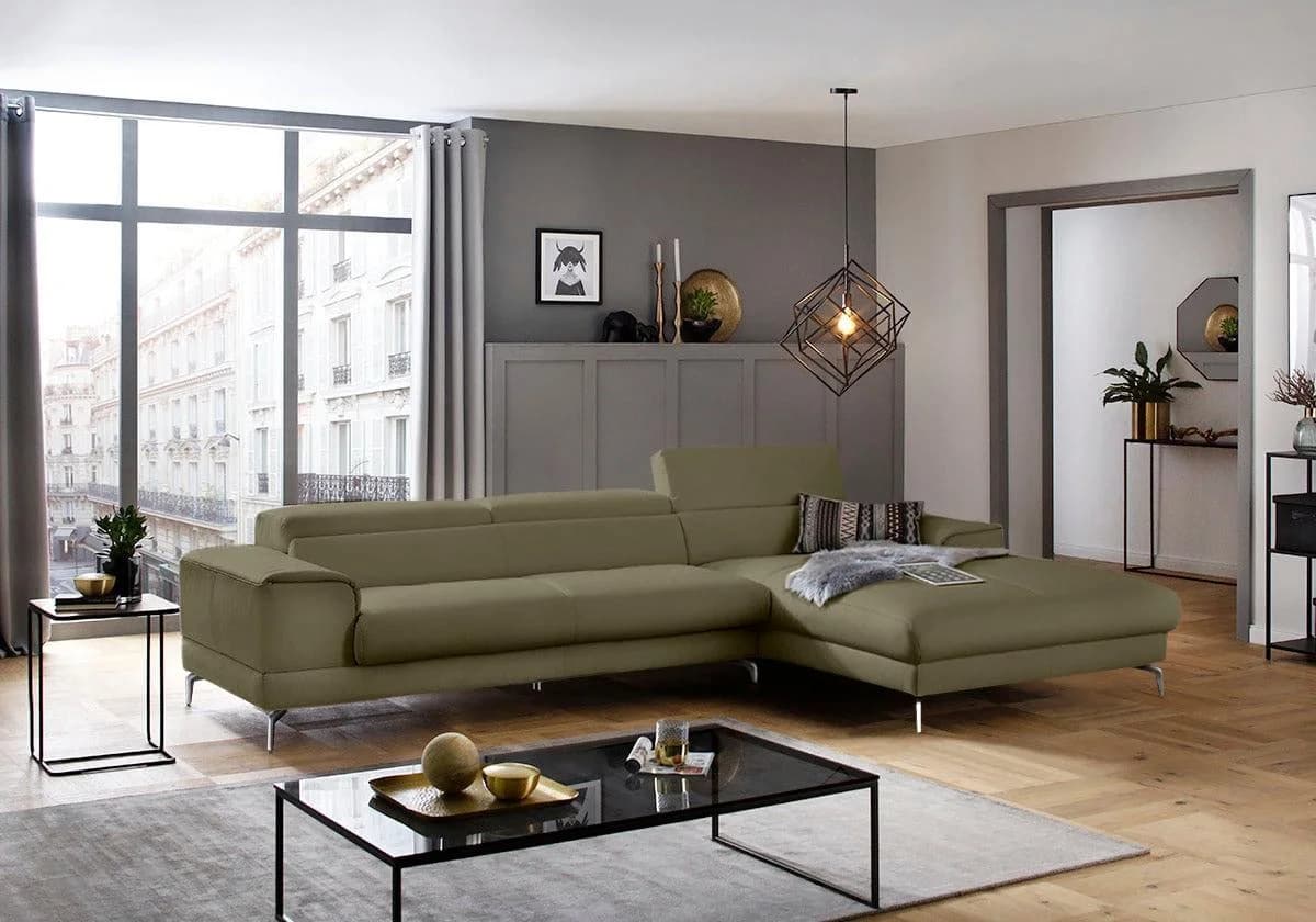 W.SCHILLIG Ecksofa Piedroo Grün Longlife Xtra-Leder