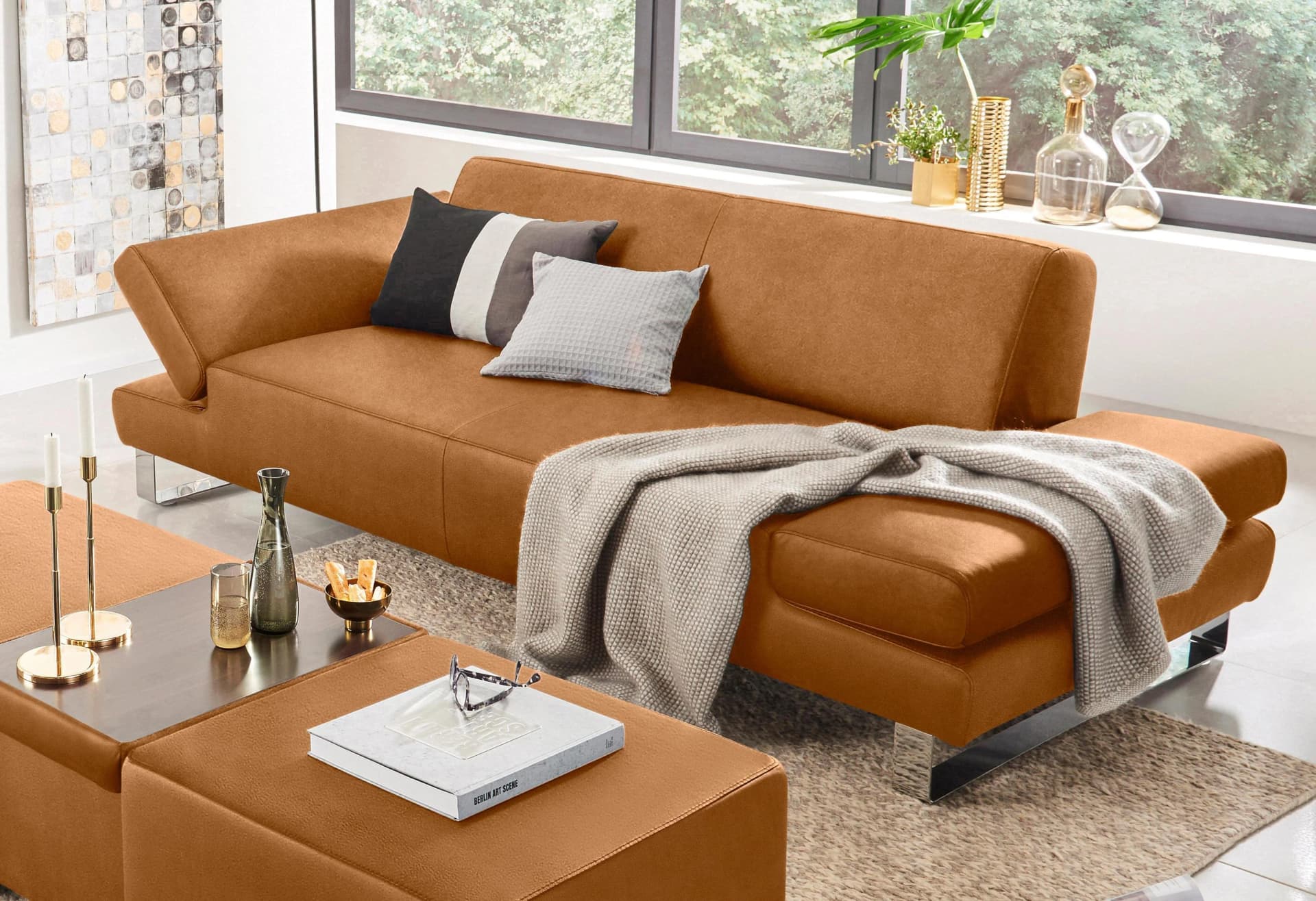 W.SCHILLIG Sofa "taboo" 3-Sitzer brandy S37 mit Armlehnenverstellung