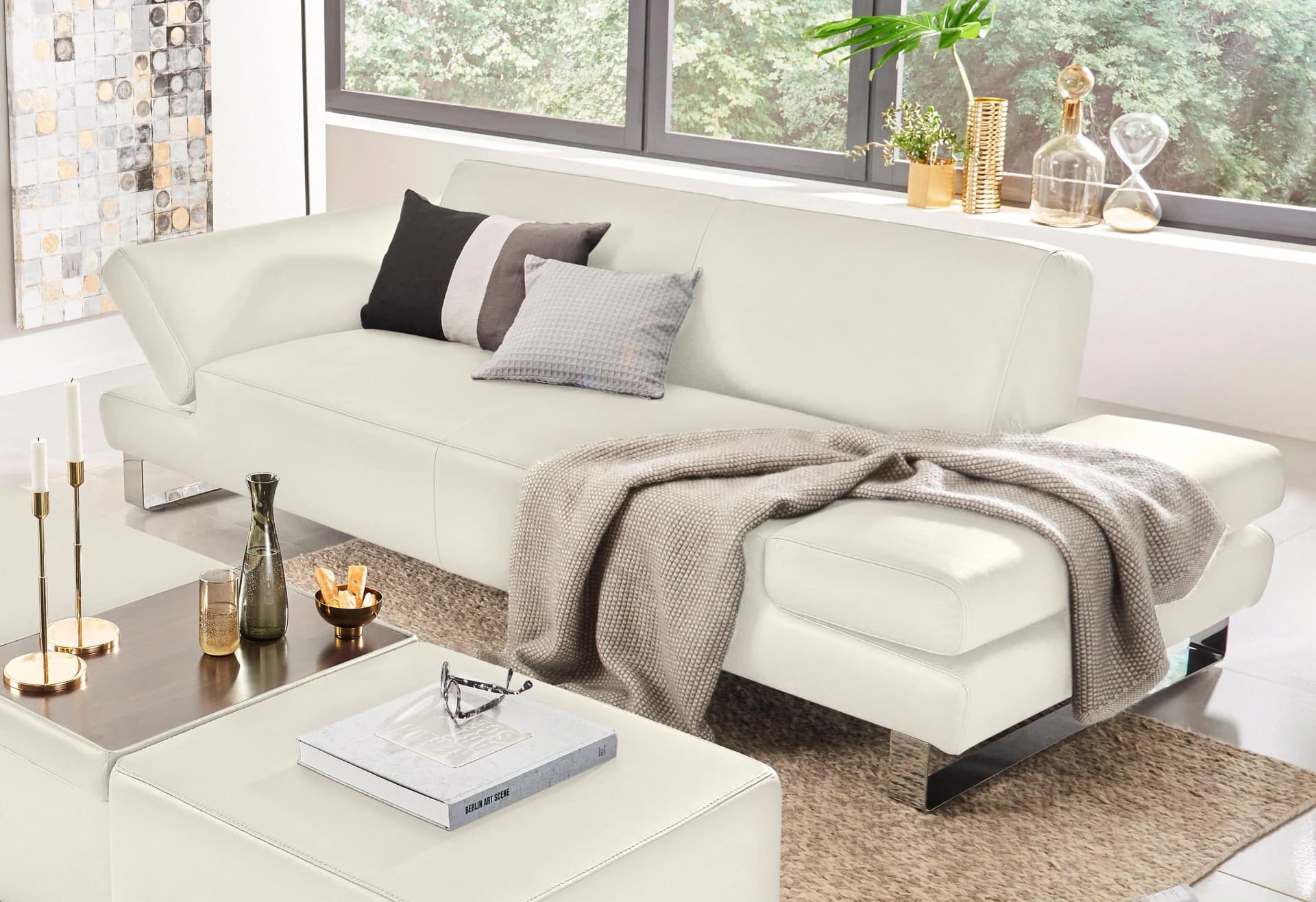 W.SCHILLIG 2-Sitzer Sofa taboo Weiß Longlife Leder