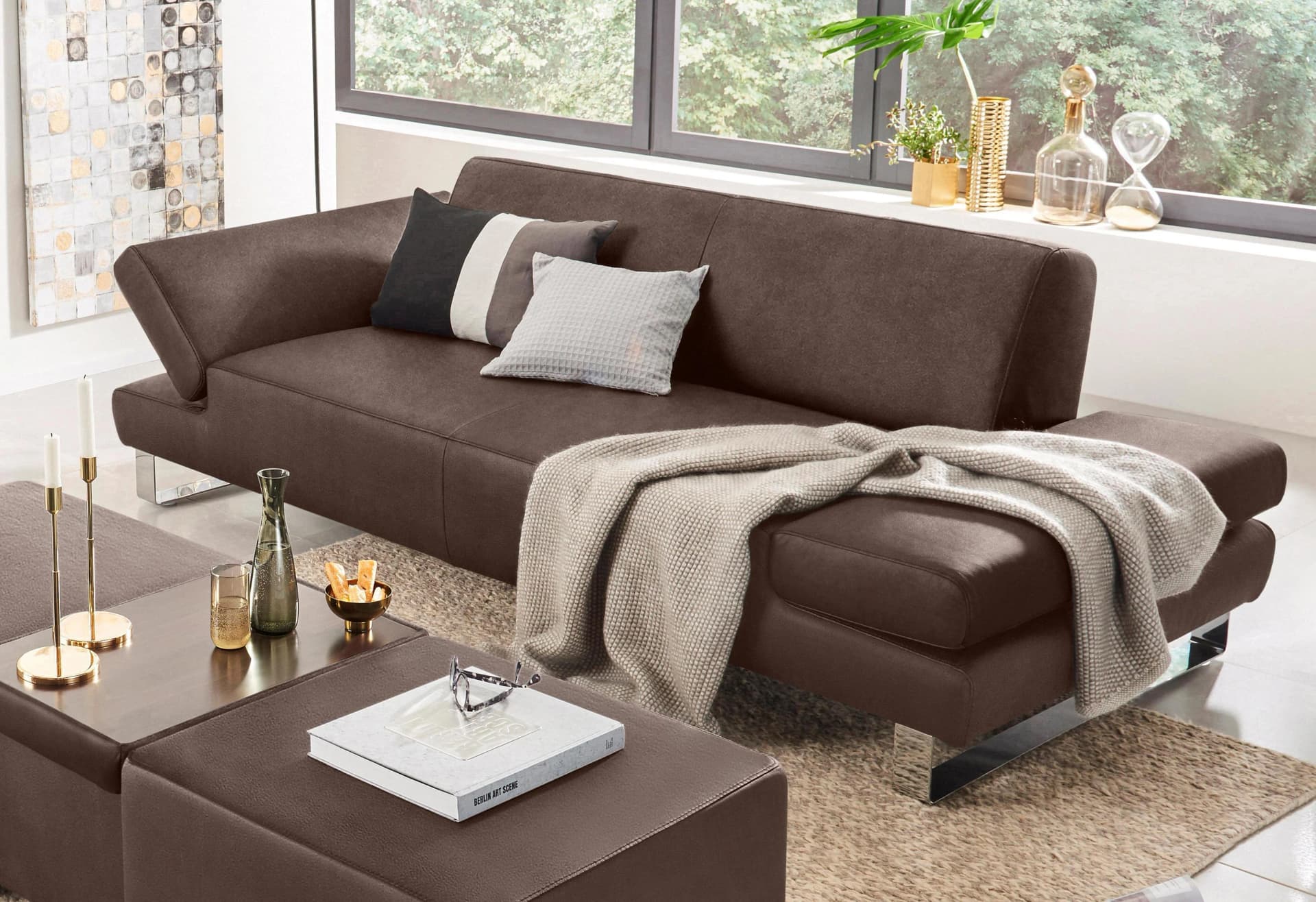 W.SCHILLIG taboo 2-Sitzer Sofa mit Armlehnenverstellung braun