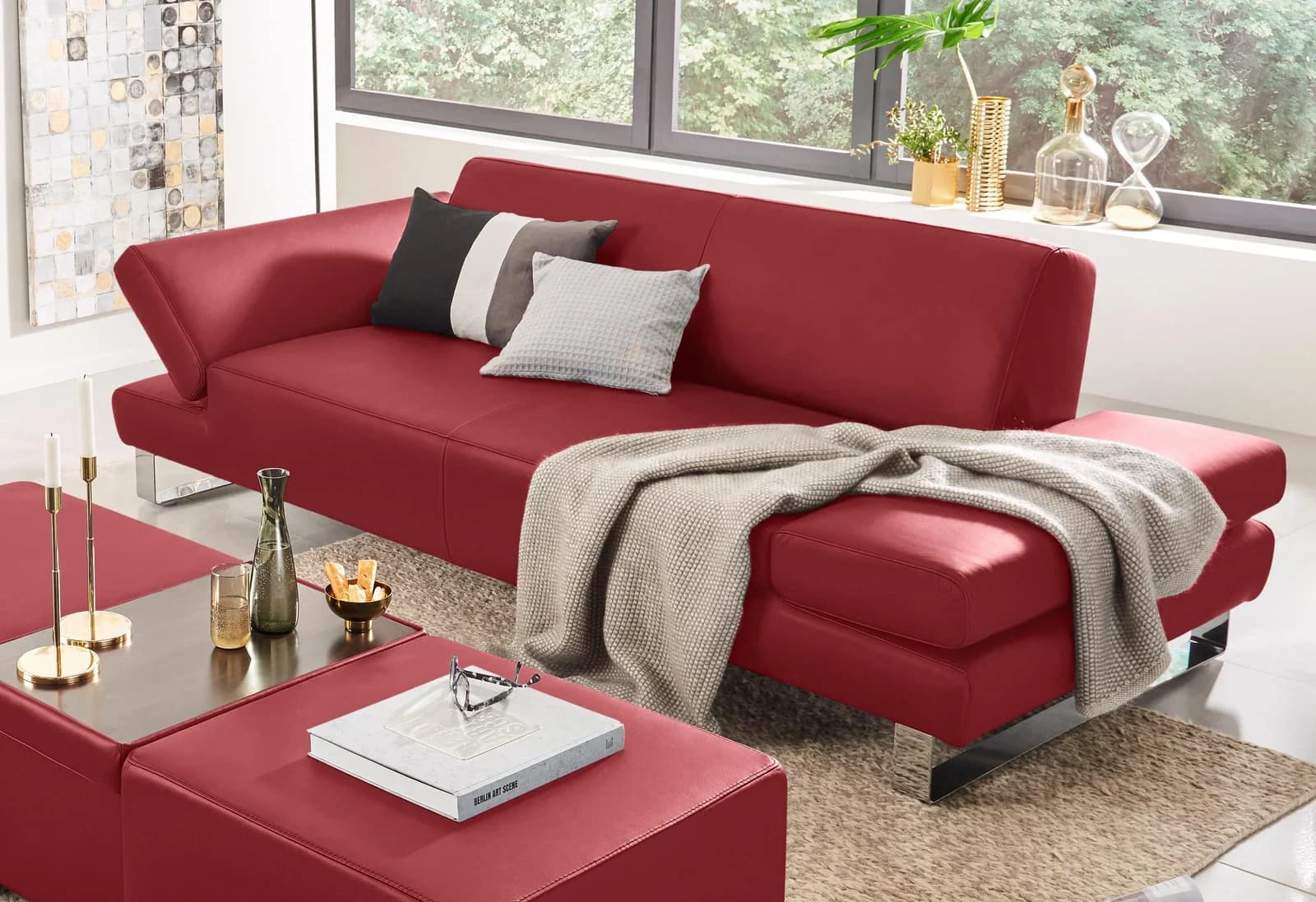 W.SCHILLIG taboo 2-Sitzer Designsofa Ruby Rot Longlife Leder