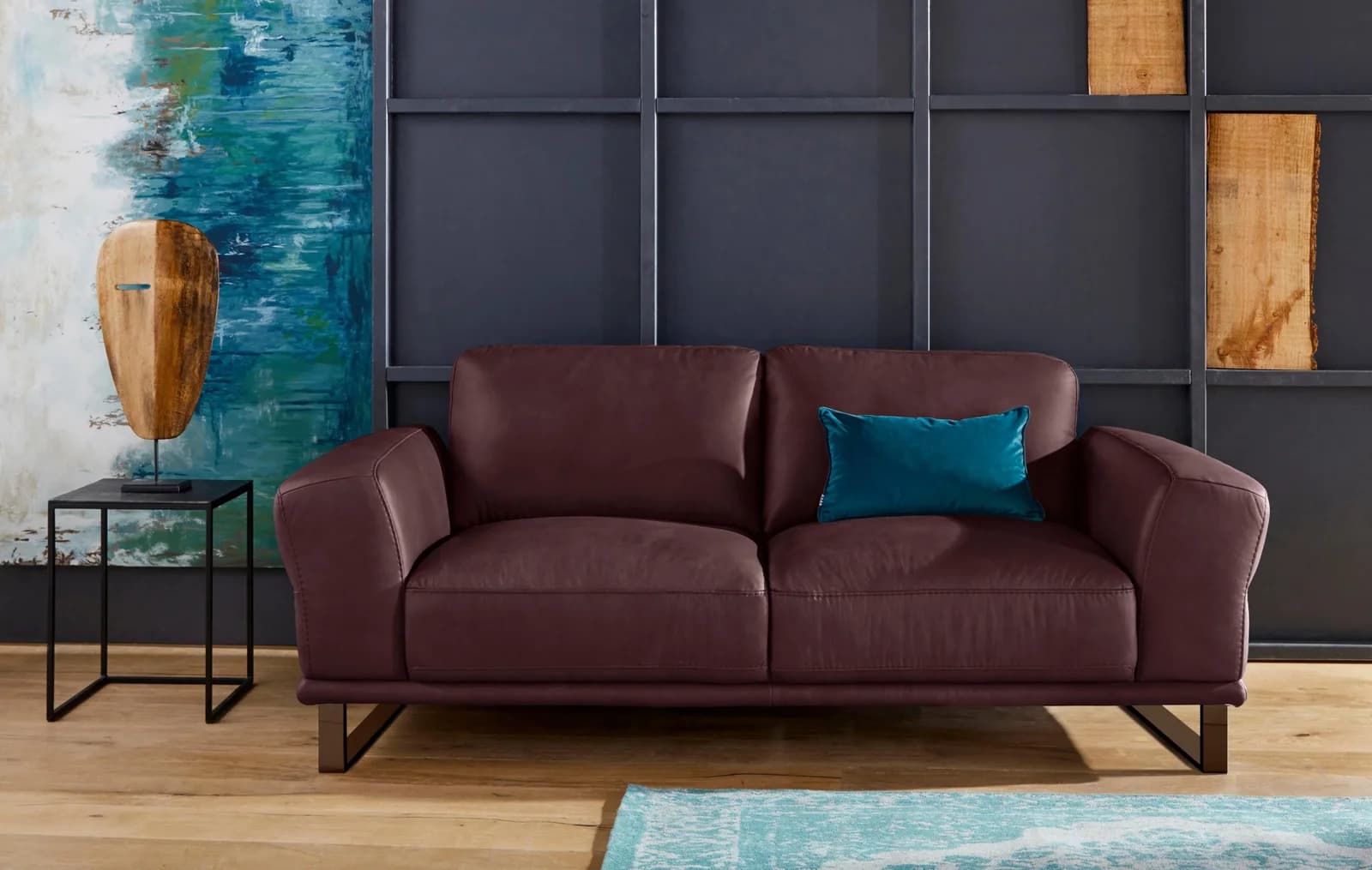 W.SCHILLIG Montanaa 2-Sitzer Sofa Leder Bronze Kufen