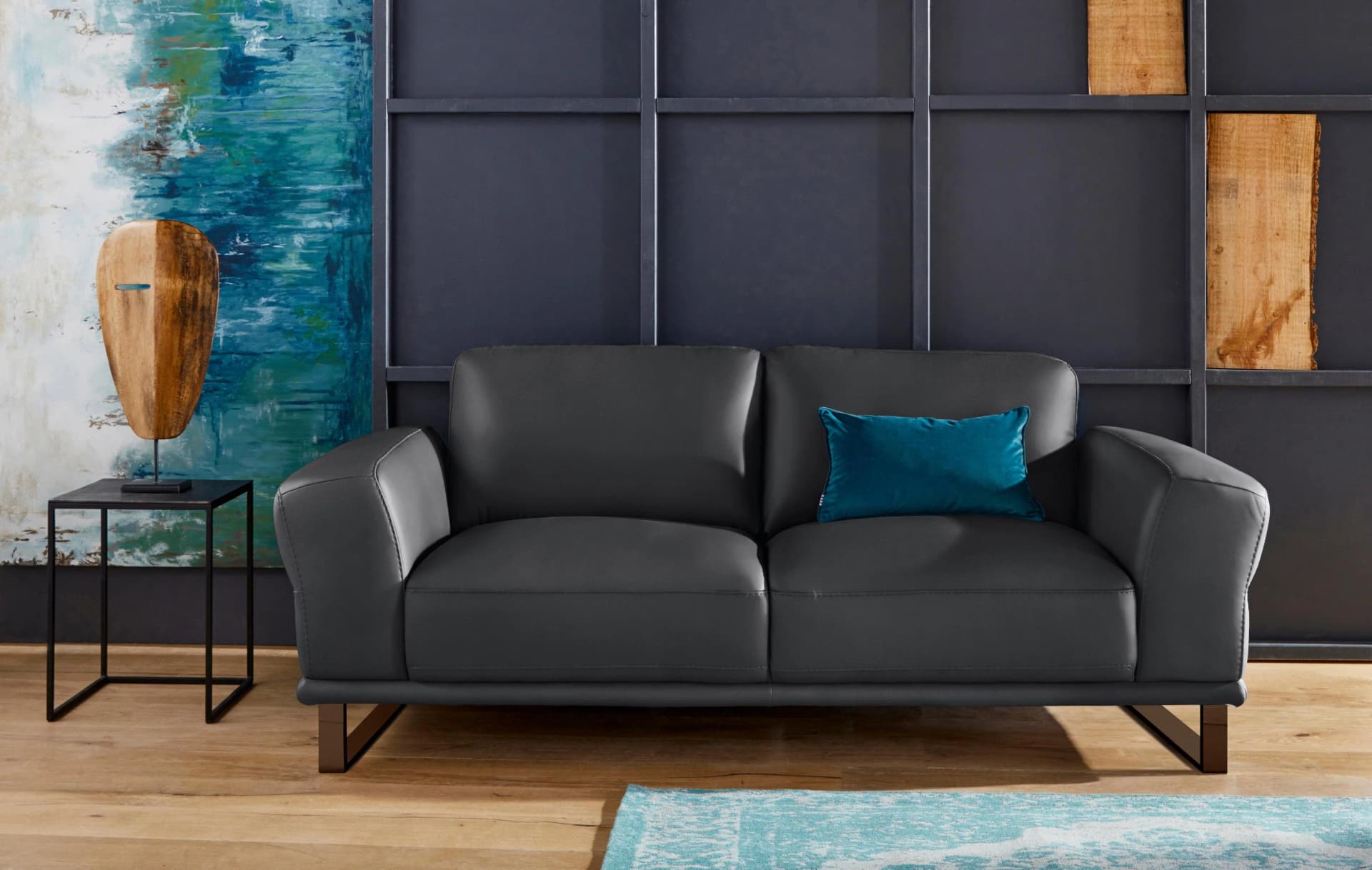 W.SCHILLIG Montanaa 2-Sitzer Sofa Schwarz Metallkufen