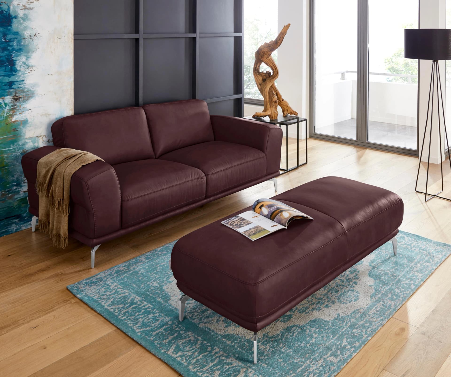 W.SCHILLIG Montanaa 2-Sitzer Sofa Leder Mocca Vintage