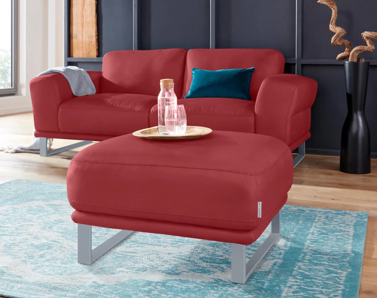 W.SCHILLIG Hocker Montanaa Ruby Rot Metallkufen