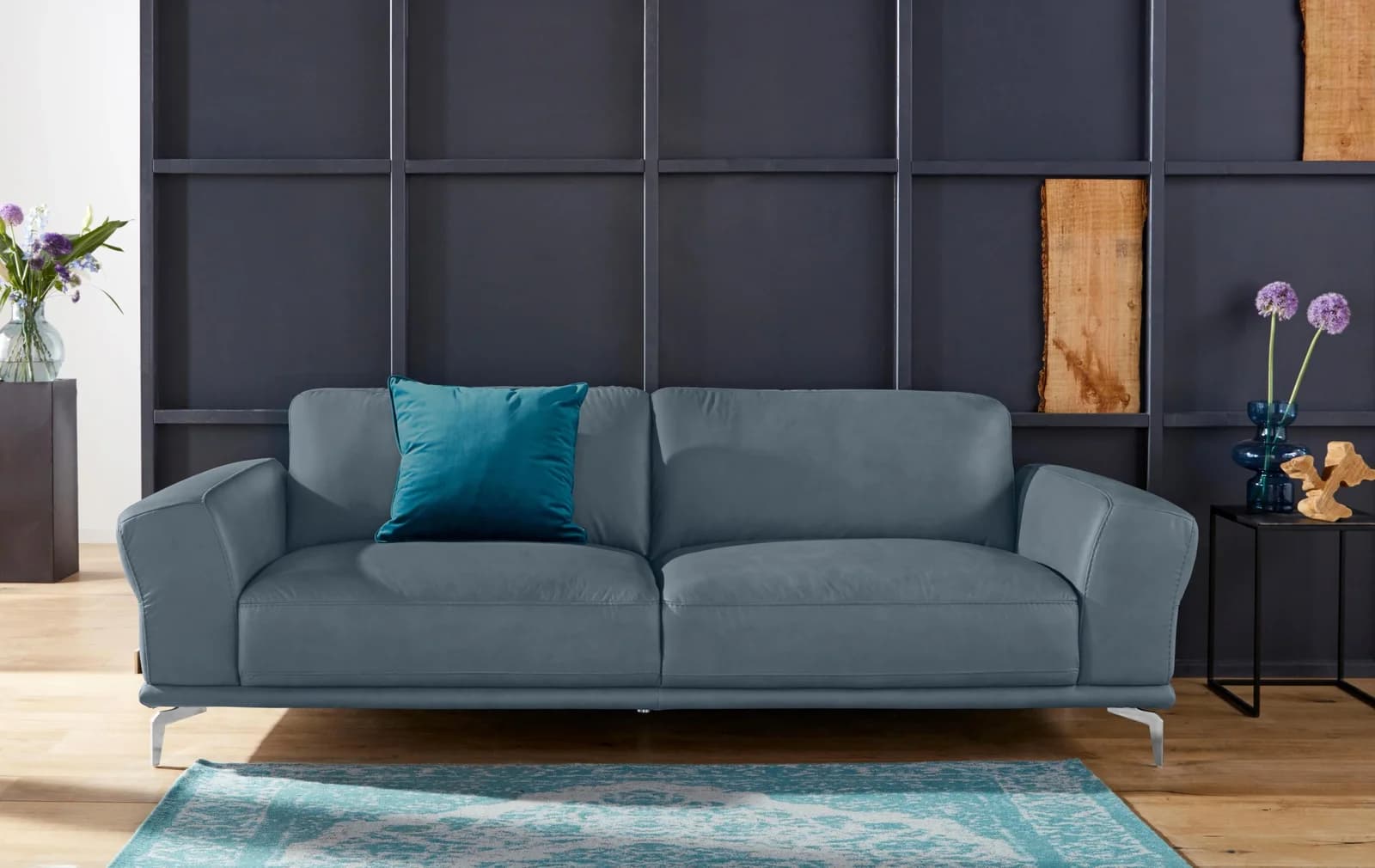 W.SCHILLIG Montanaa 2,5-Sitzer Sofa Blau Leder