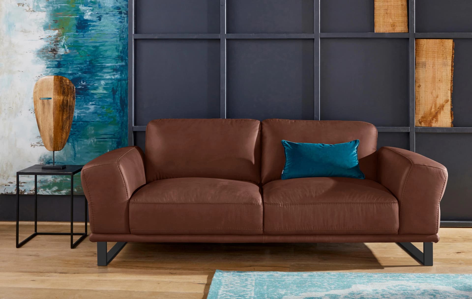 W.SCHILLIG Montanaa 2,5-Sitzer Sofa Braun mit Metallkufen