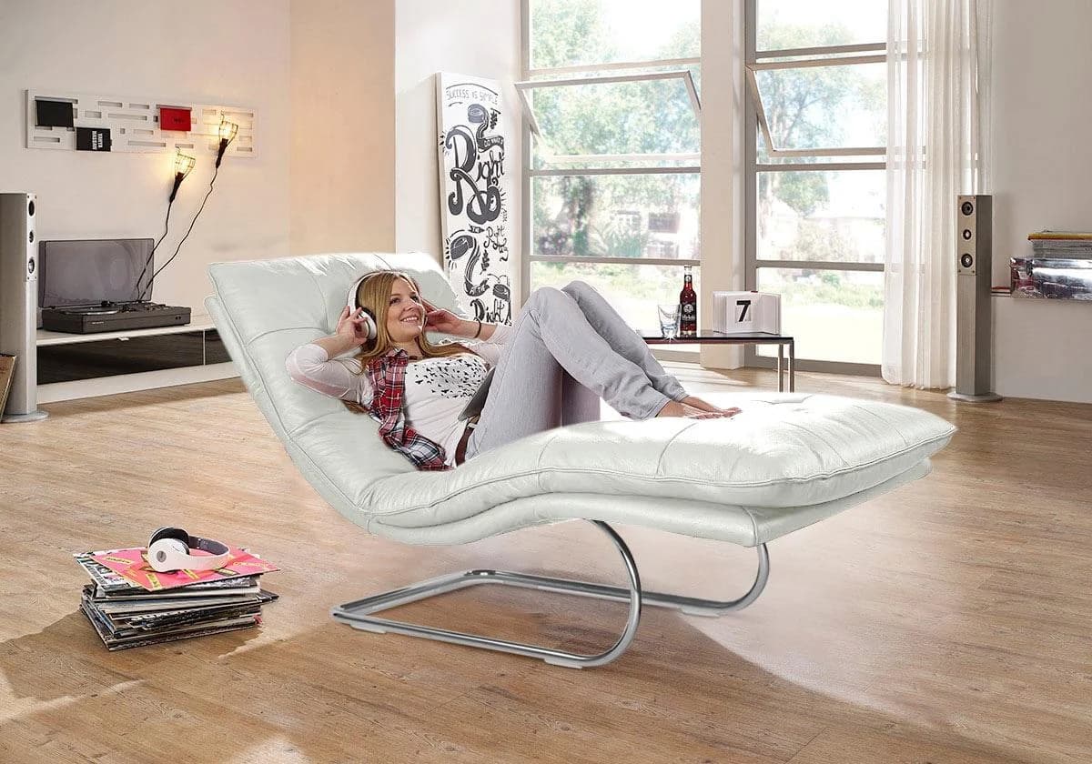 W.SCHILLIG Relaxliege daily dreams Weiß Longlife Xtra-Leder Doppelmotor