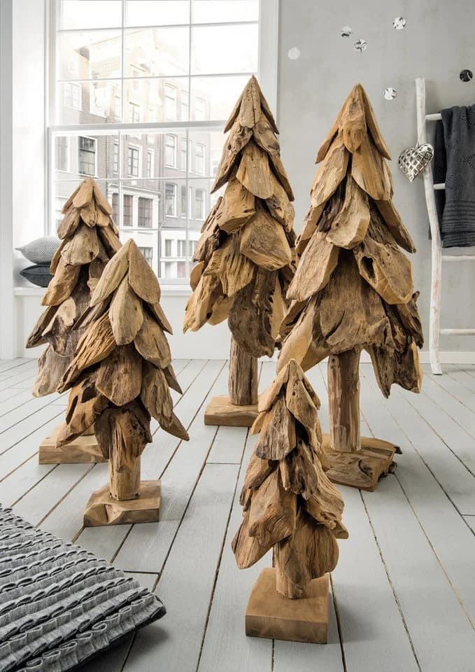 More2Home Deko-Baum TANNE 80 cm Teakholz