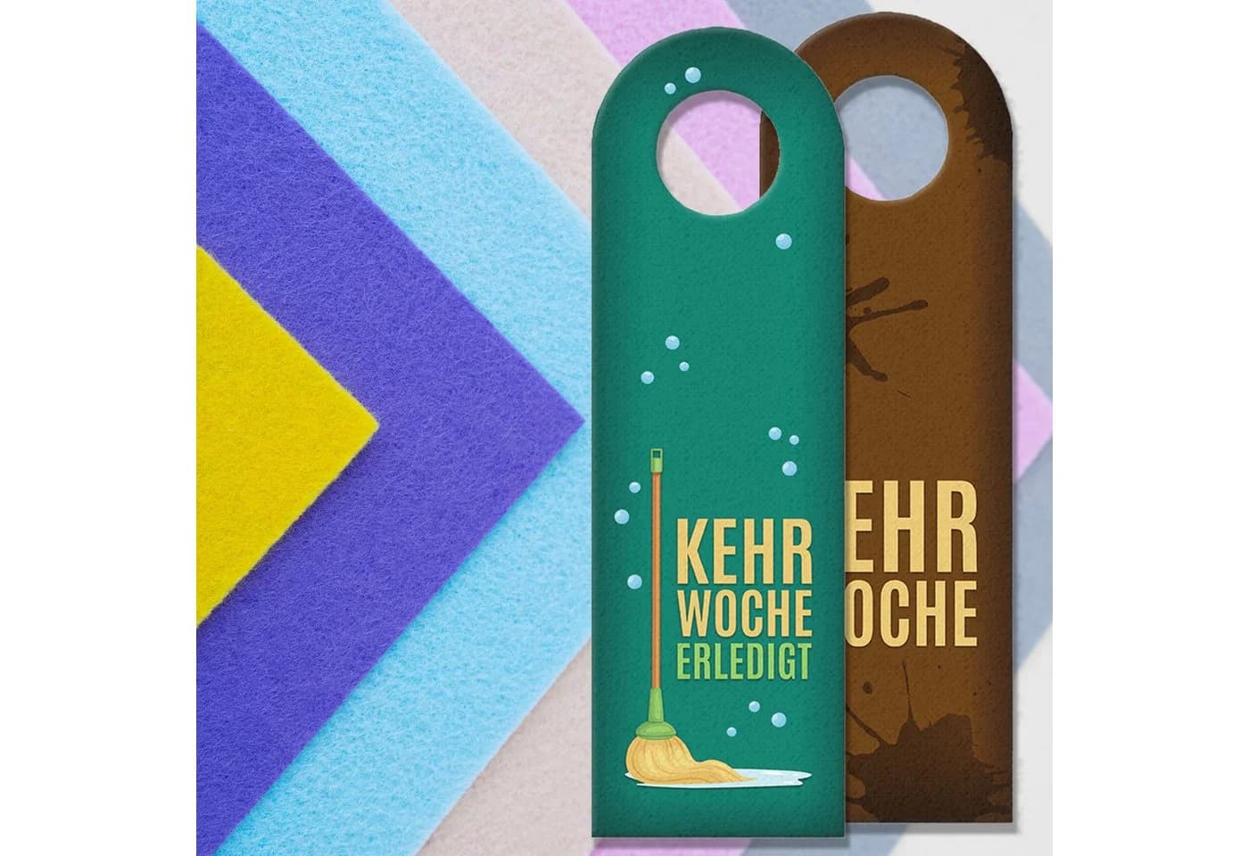 speecheese Dekohänger Kehrwoche Braun Grün Türhänger Treppenhaus