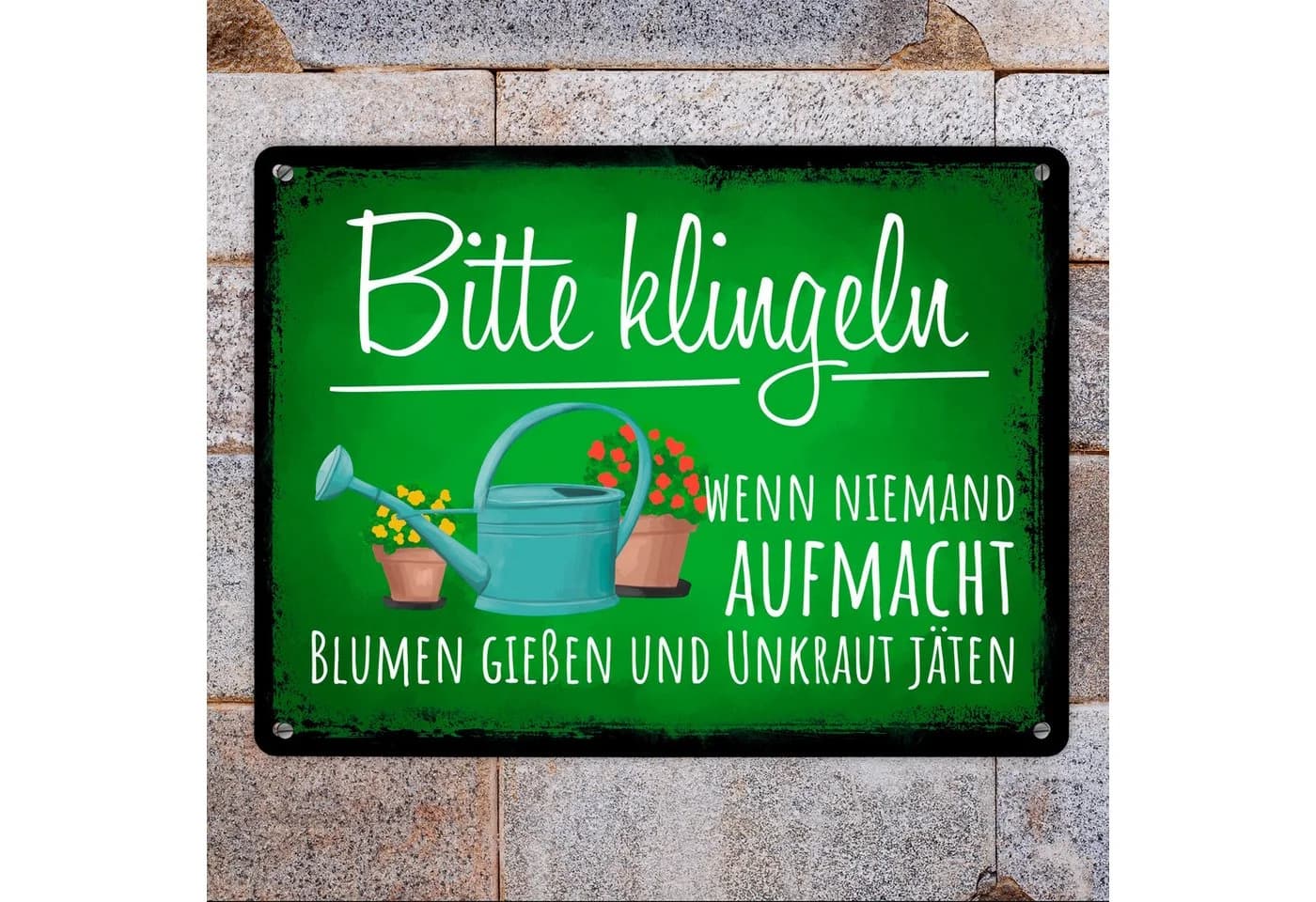 speecheese Metall-Gartenschild 'Bitte klingeln, wenn niemand aufmacht' XL