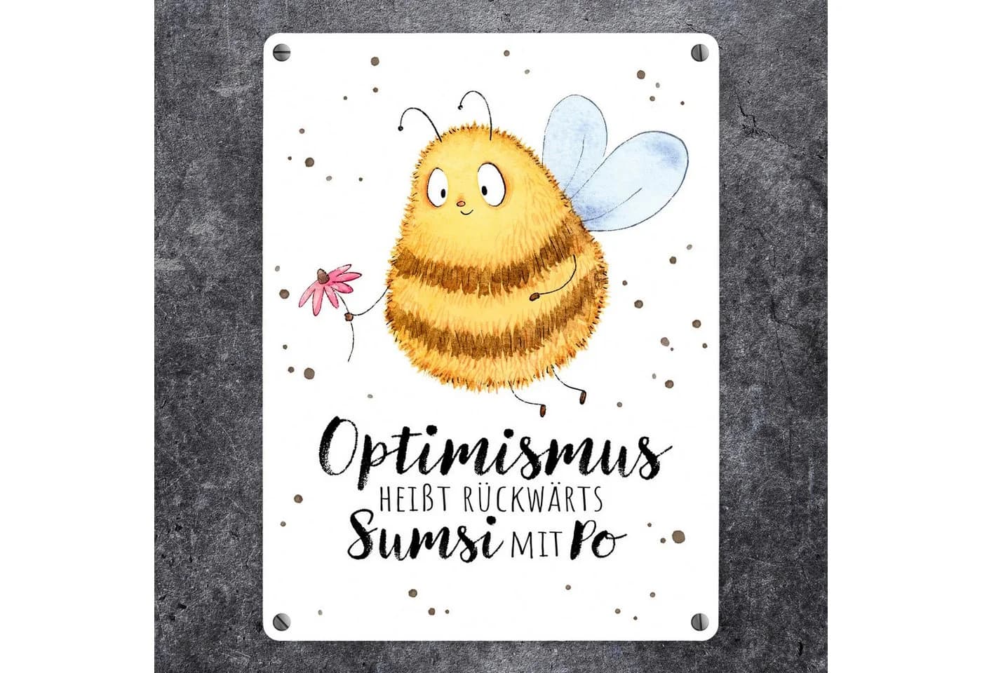 speecheese Metallschild Pummel Biene Bunt 15x20 cm