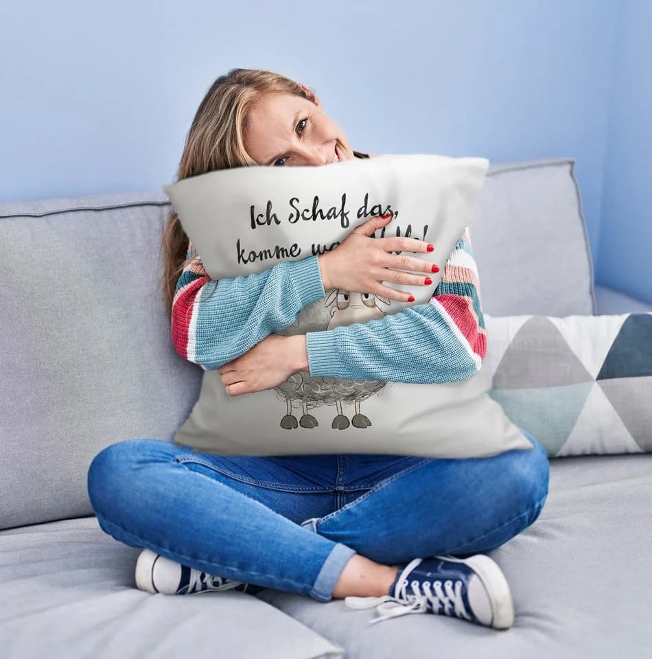 speecheese Dekokissen Schaf Kuschelkissen mit Spruch Ich Schaf das