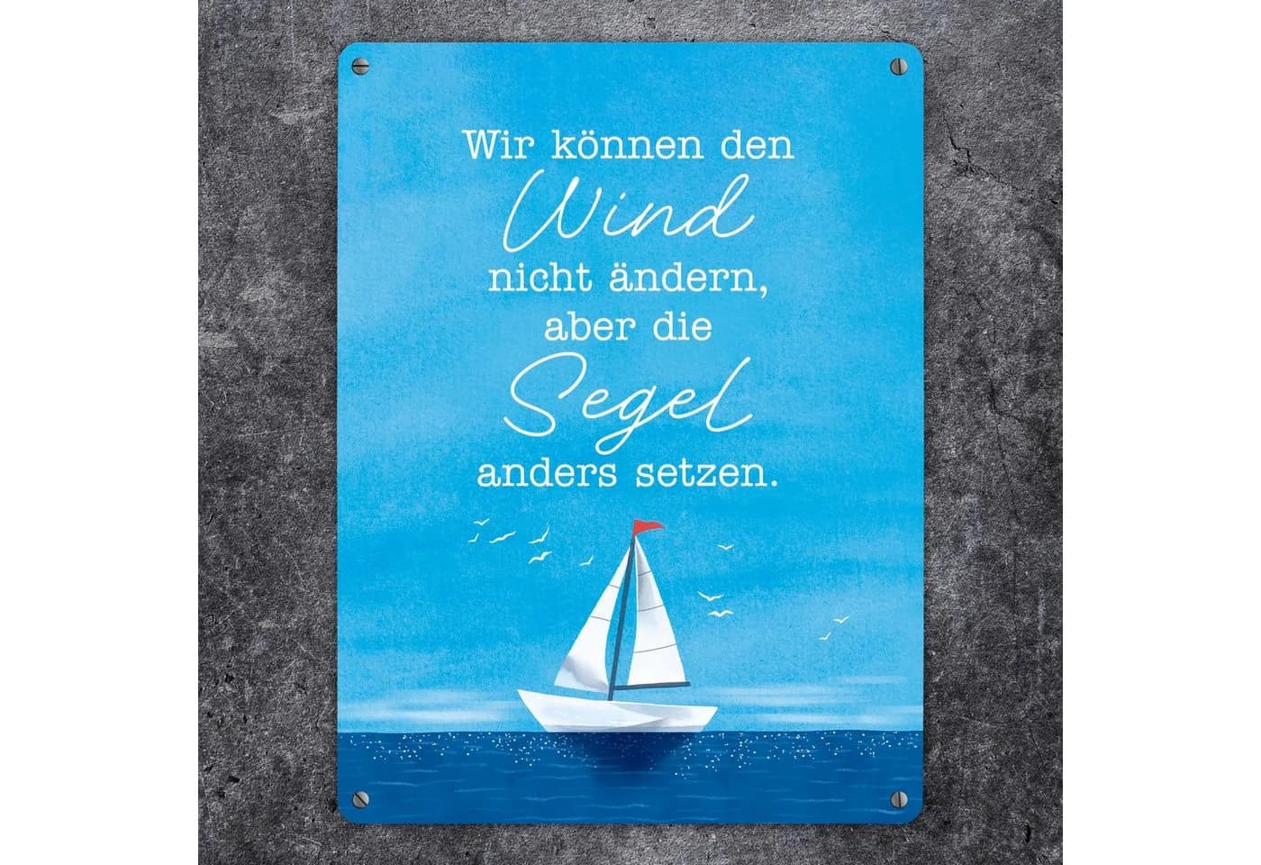 speecheese Metallschild Segelboot Aquarell Spruch 21x28 cm