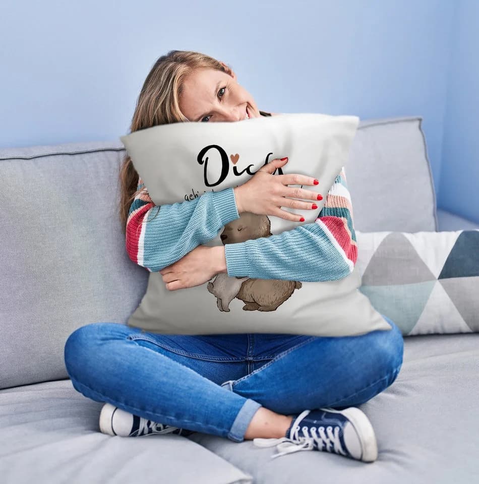 speecheese Dekokissen Hase und Bär Kuschelkissen mit Spruch