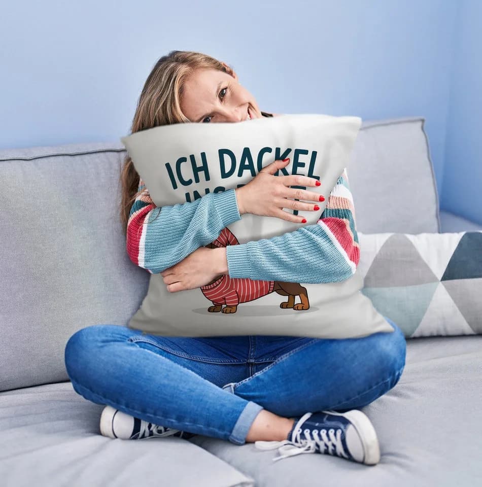 speecheese Dekokissen Dackel im Hemd Kuschelkissen