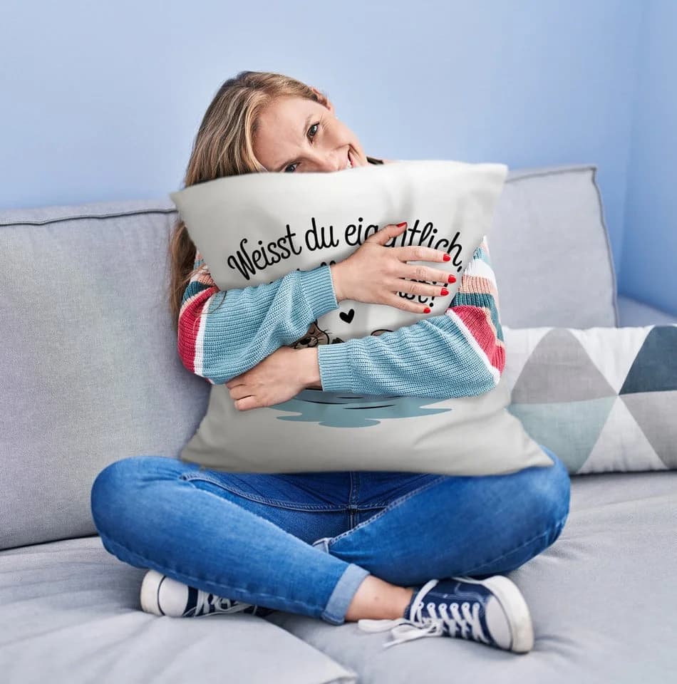 speecheese Dekokissen mit Otter Motiv 'Wie toll du bist'