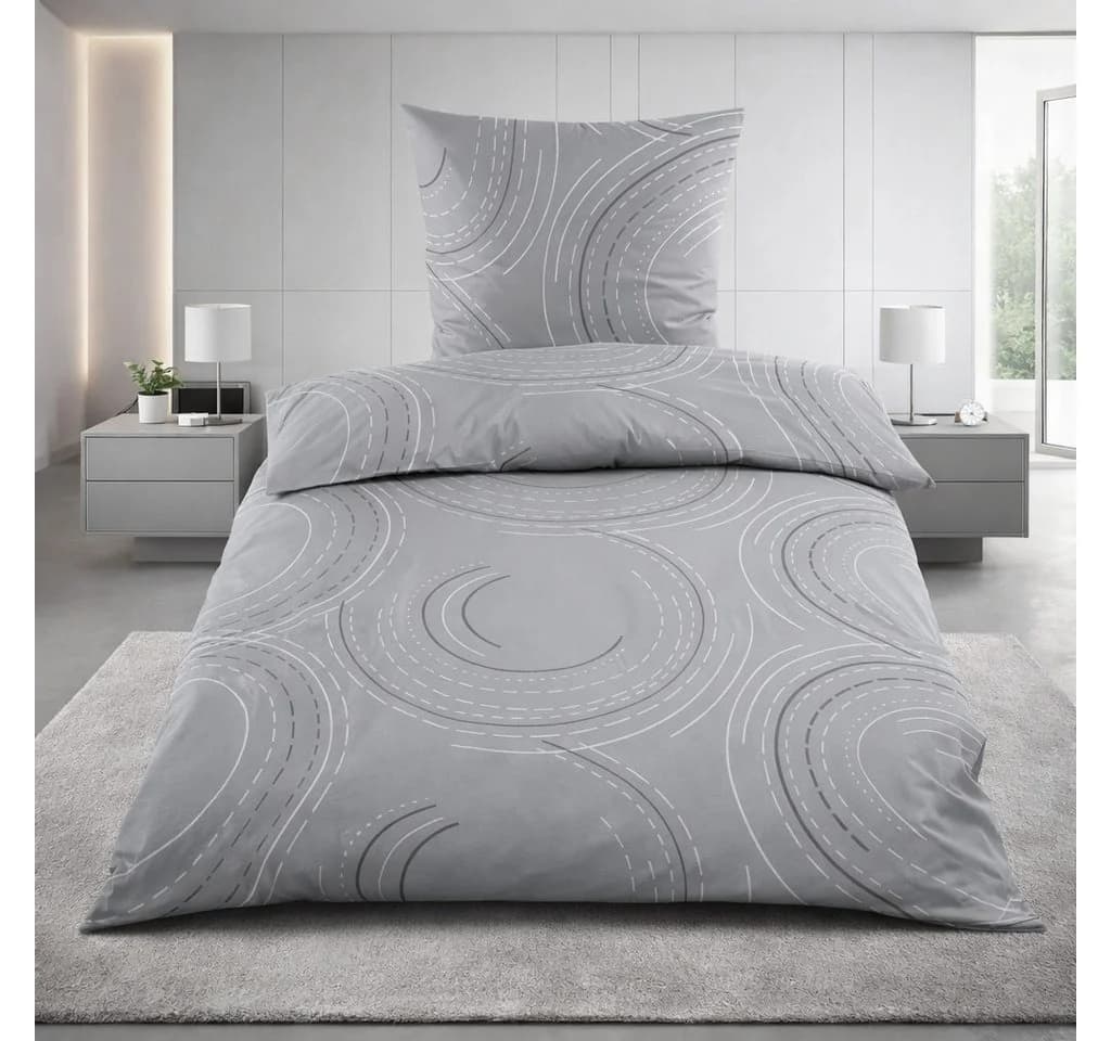 Casa Colori Bettwäsche Microfaser Fleece Wintergarnitur Grau Anthrazit
