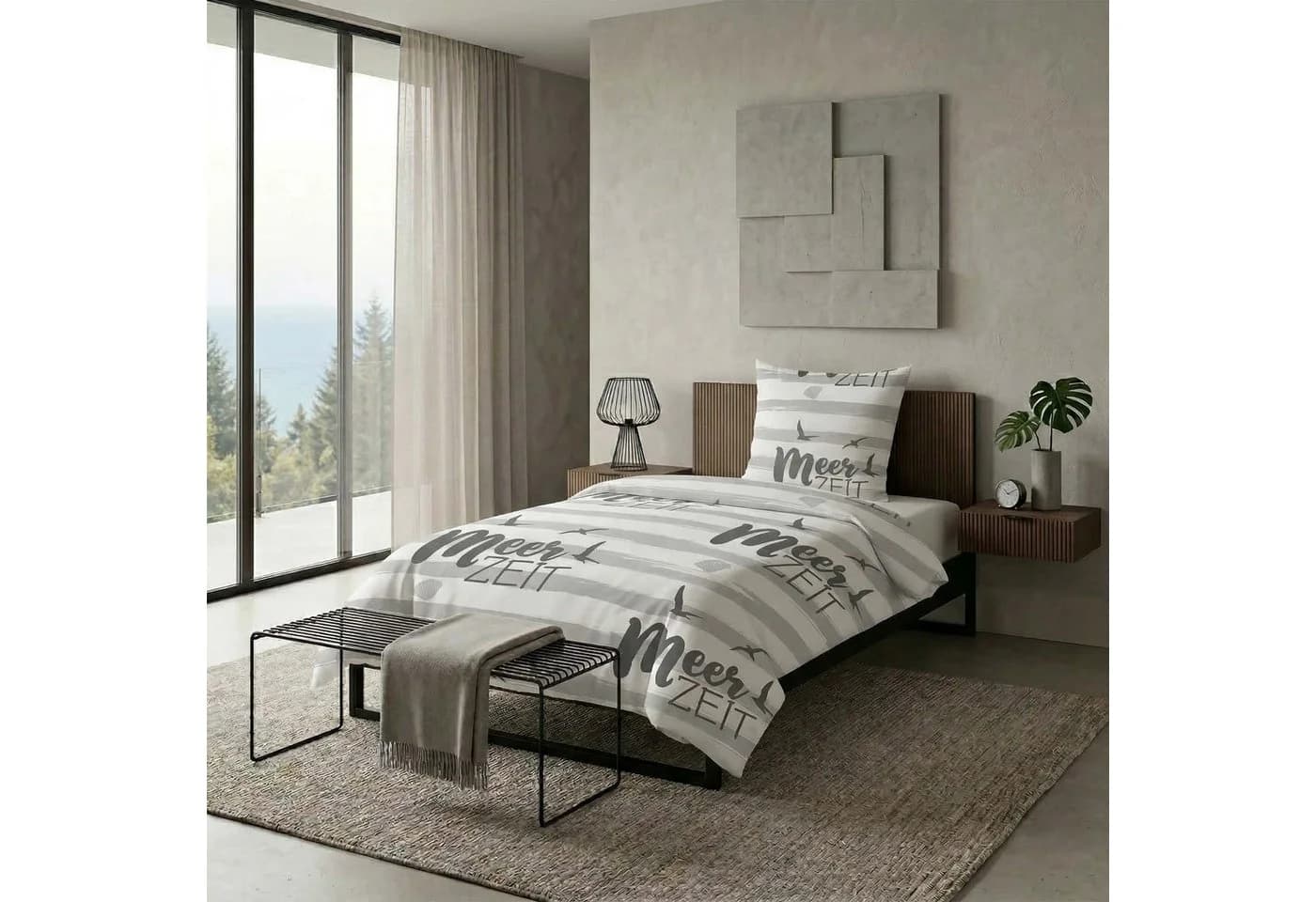 Casa Colori Bettwäsche Renforce 135x200 Meer Zeit Gestreift 2-teilig