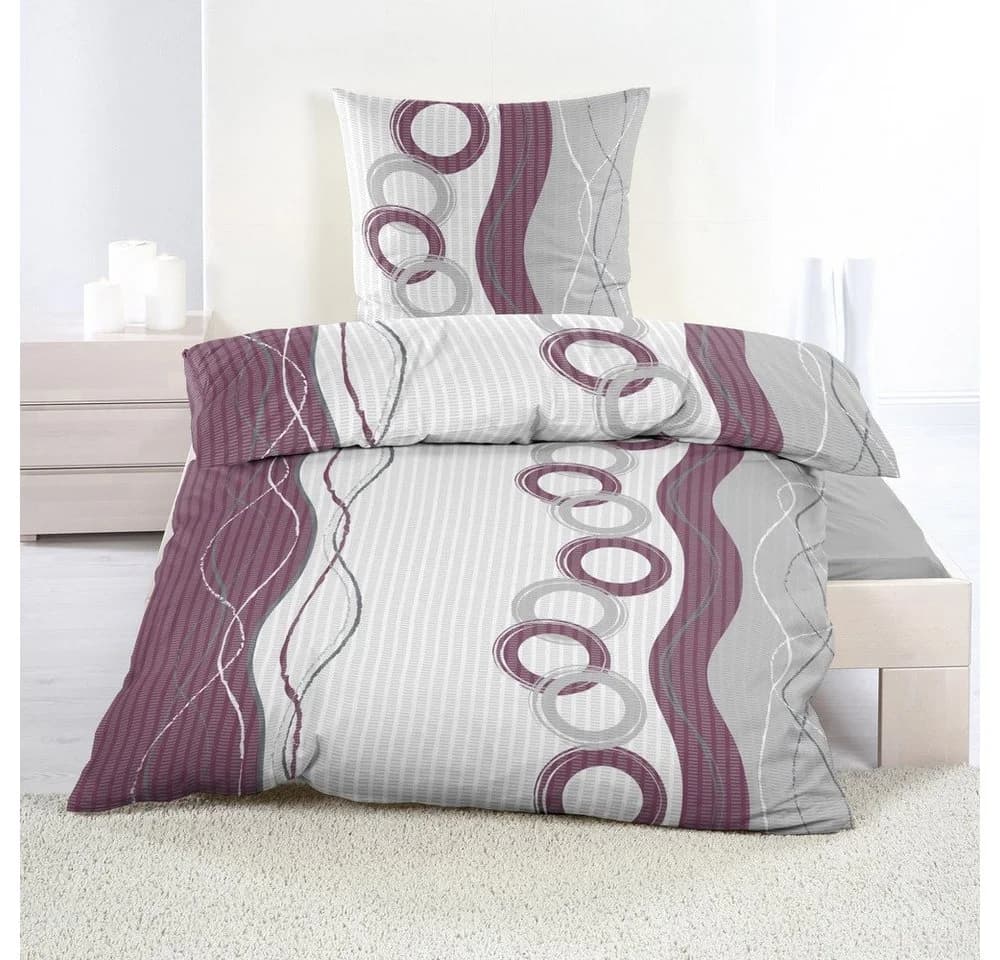 Casa Colori Bettwäsche Seersucker 135x200 Violett Grau Weiss