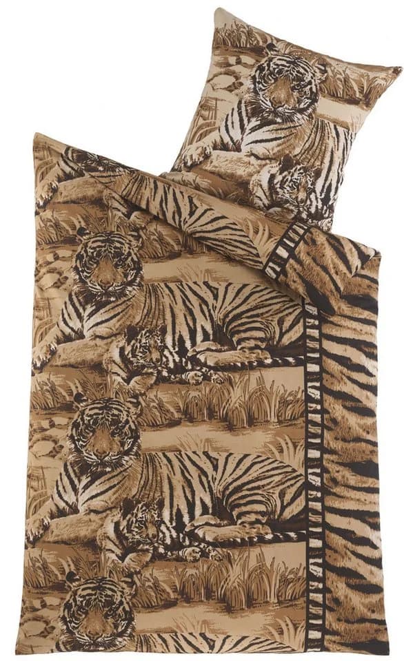 KH-Haushaltshandel Bettwäsche 4-tlg. mit Tiger-Motiv Polyester
