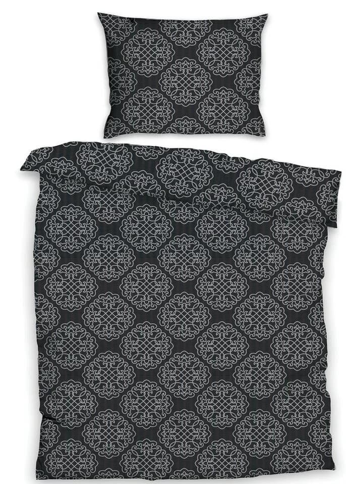 KH-Haushaltshandel Seersucker Bettwäsche 2-tlg. Schwarz/Silber Microfaser