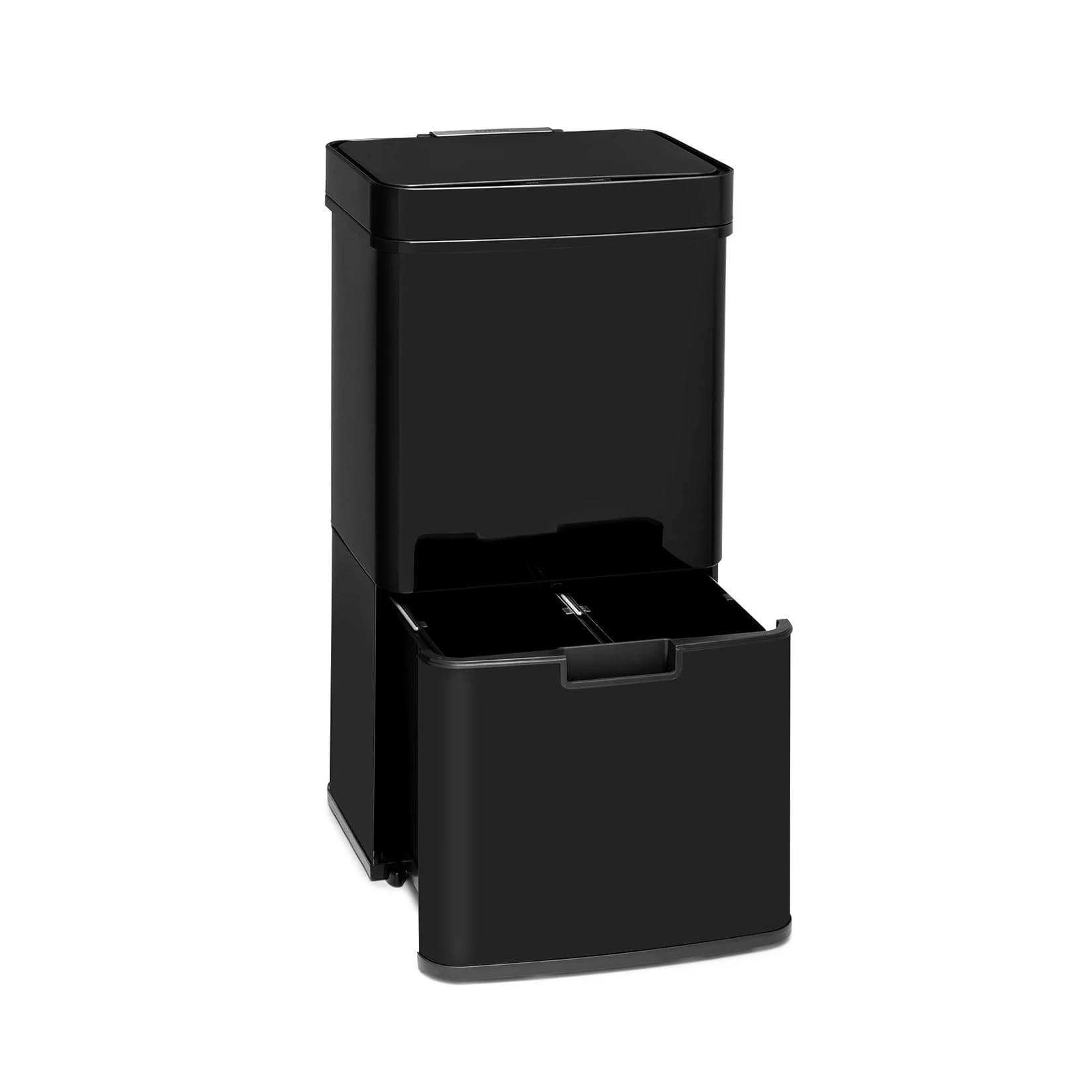 Klarstein Touchless Black Stainless Steel Müllsammler Sensor 72L 4 Behälter ABS / PP / Edelstahl Schwarz