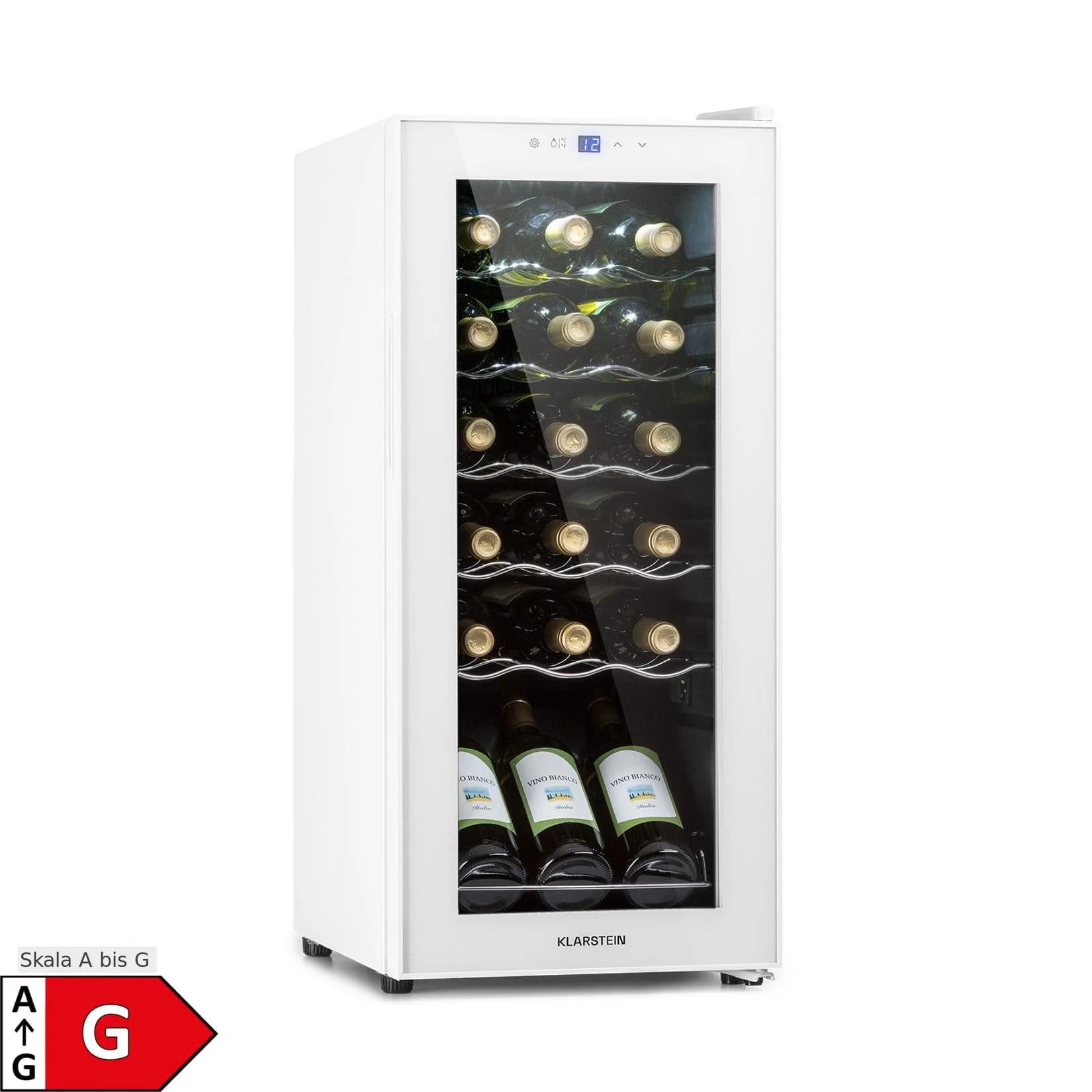 Klarstein Shiraz 18 Slim Uno Weinkühlschrank 50l 18 Flaschen Touch-Bedienfeld