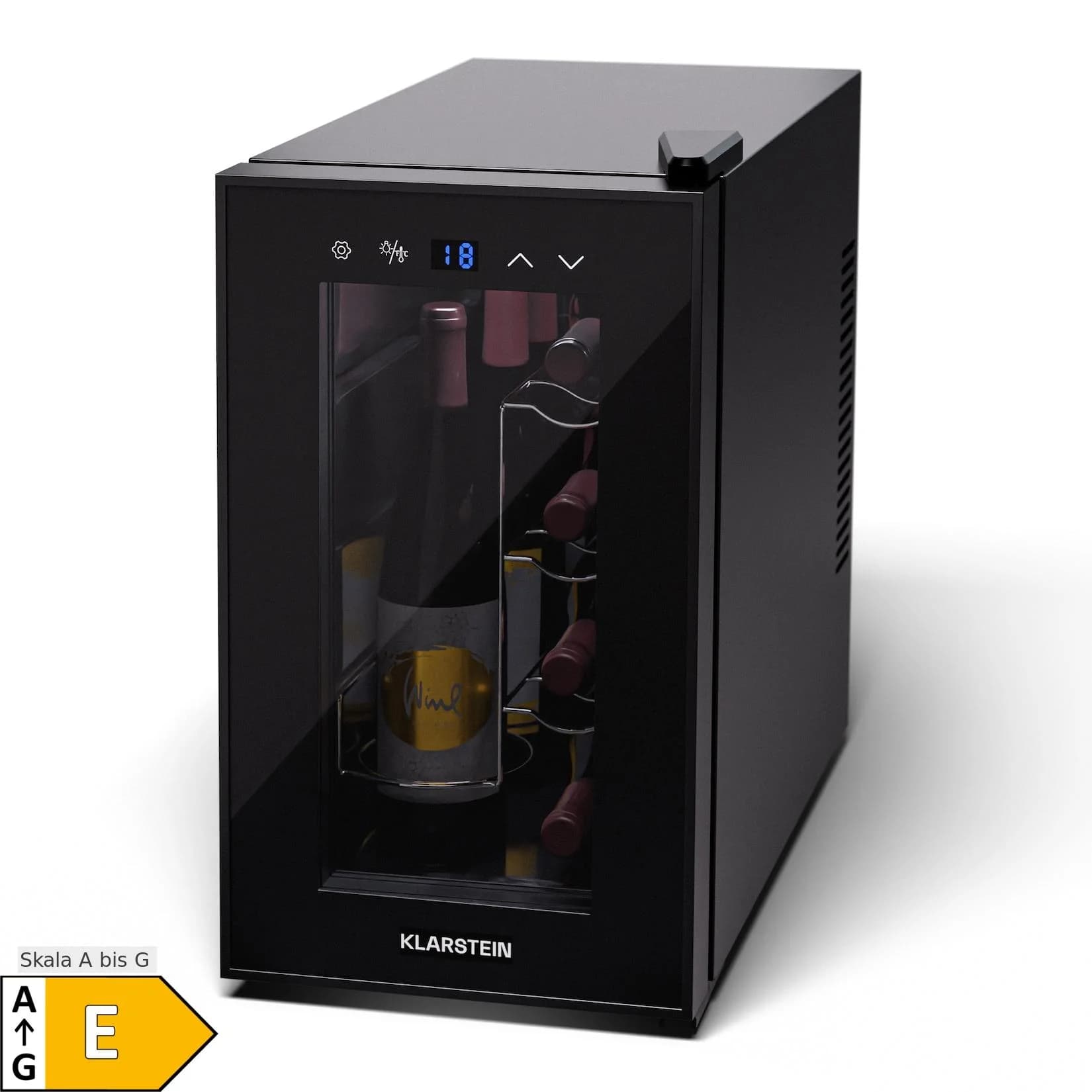 Klarstein Shiraz 8 Uno Vertical Weinkühlschrank 8 Flaschen Touch-Control Schwarz