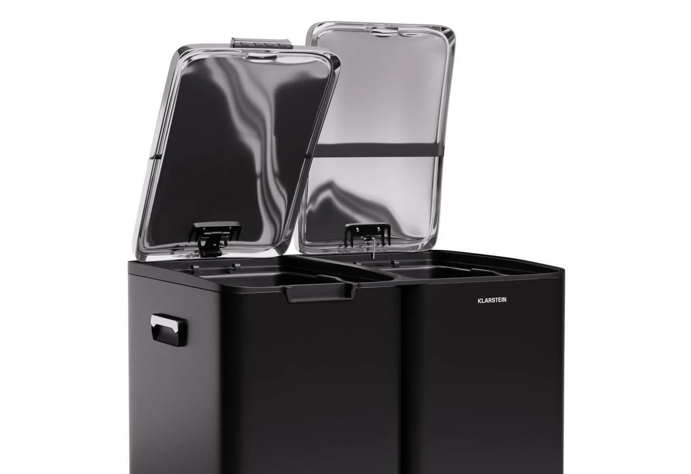 Klarstein Mülltrennsystem Tiyo 3-Fach Treteimer 60L Edelstahl Schwarz