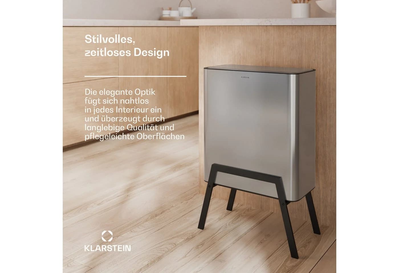 Klarstein Mülleimer Yuma 30L Edelstahl Silber mit Druckknopf