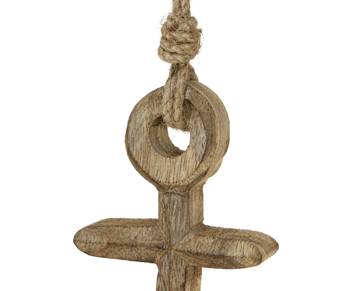 Posiwio Dekoanker aus Mangoholz mit Juteseil - Maritime Wanddekoration