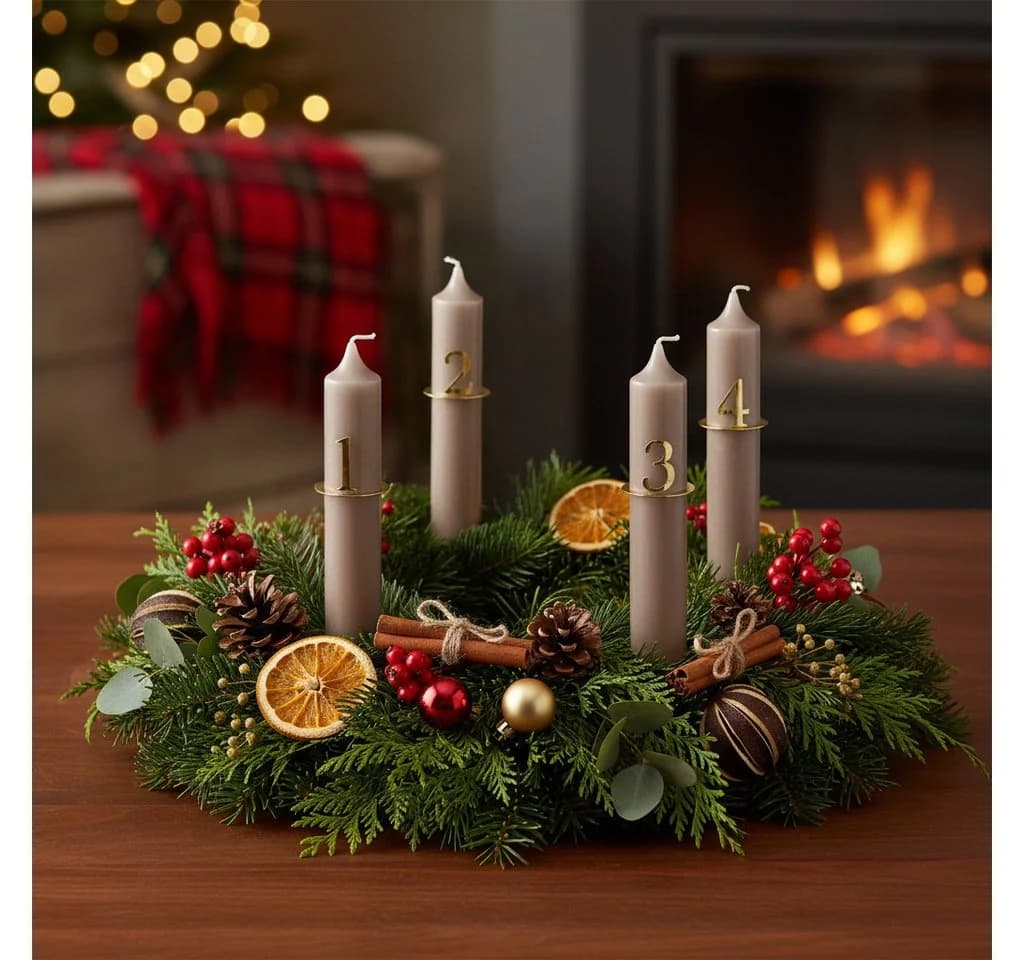 Posiwio Adventskranz-Kerzenringe Gold 4er Set mit Zahlen