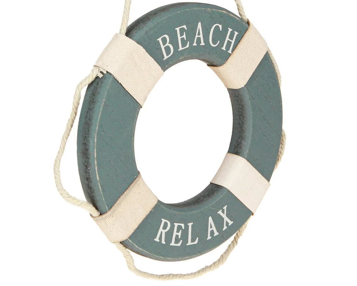 Posiwio Dekofigur Deko Rettungsring Holz Maritim Blau 2er Set