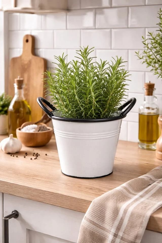 finehomegarden Blumentopf Metall Weiß-Schwarz mit Griffen