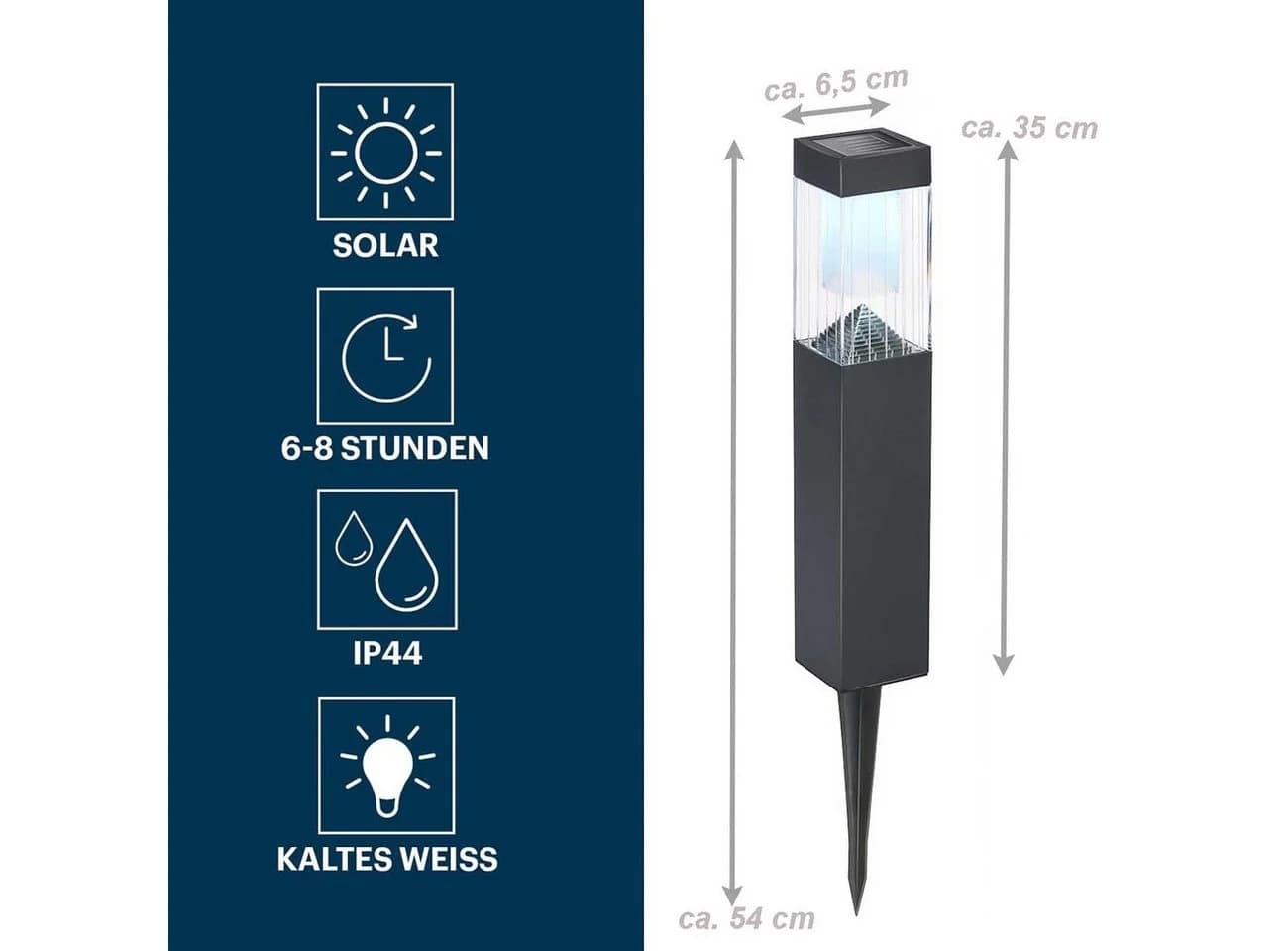Grundig LED Solarleuchte mit Dämmerungsautomatik und Bodenspieß