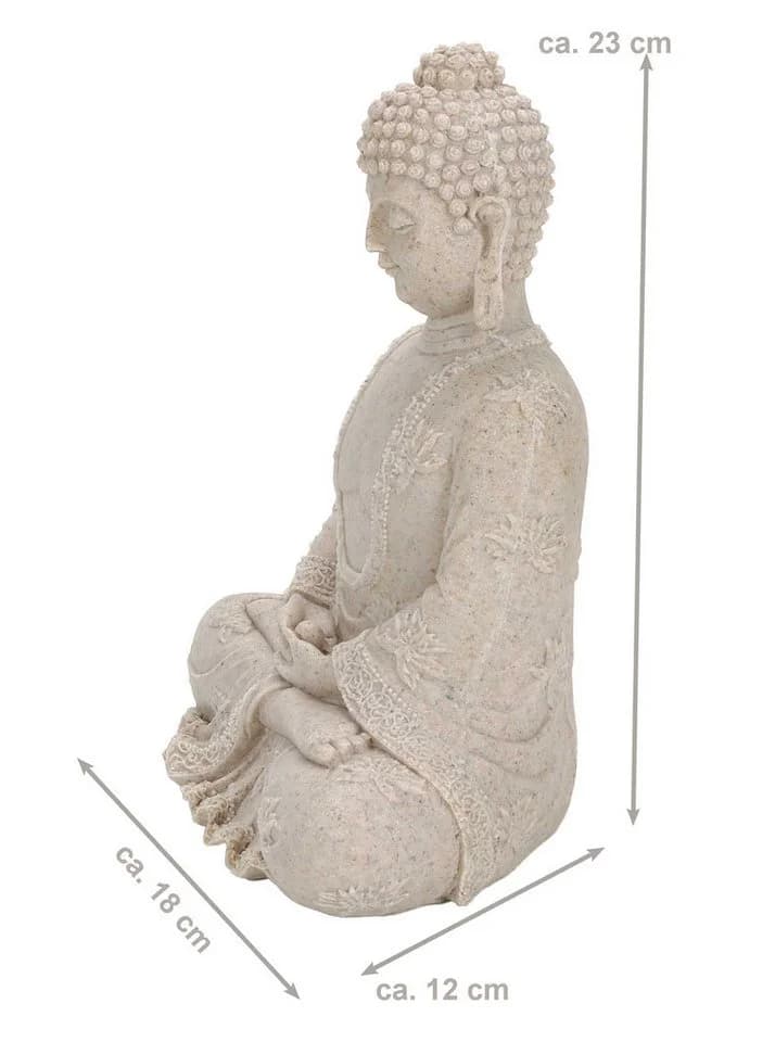 Bubble-Store Buddha Figur Grau Steinoptik Polyresin