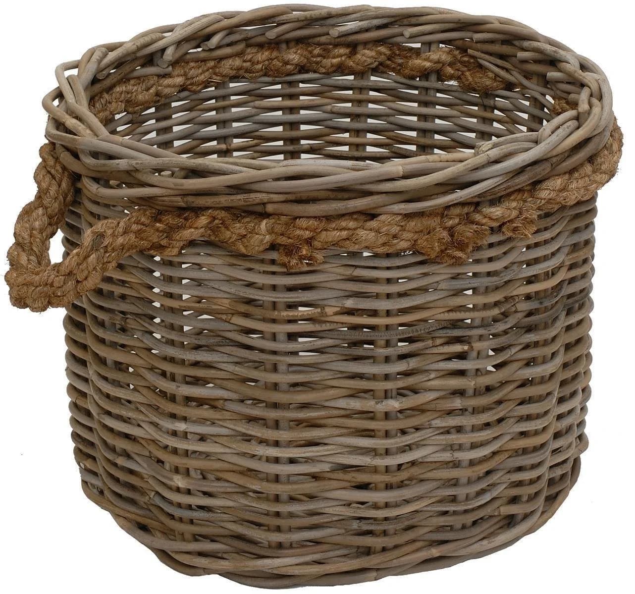Krines Home Übertopf Großer Pflanzkorb Rattan Grau