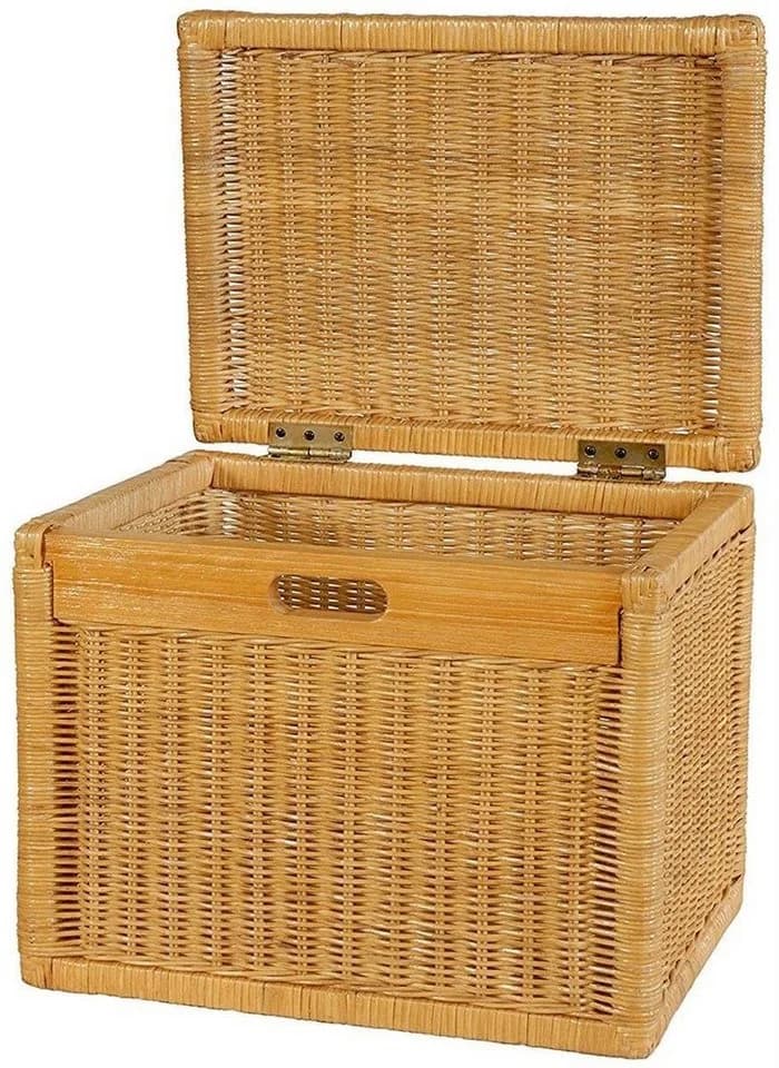 Krines Home Aufbewahrungskorb Hoher Korb mit Deckel Rattan Honig