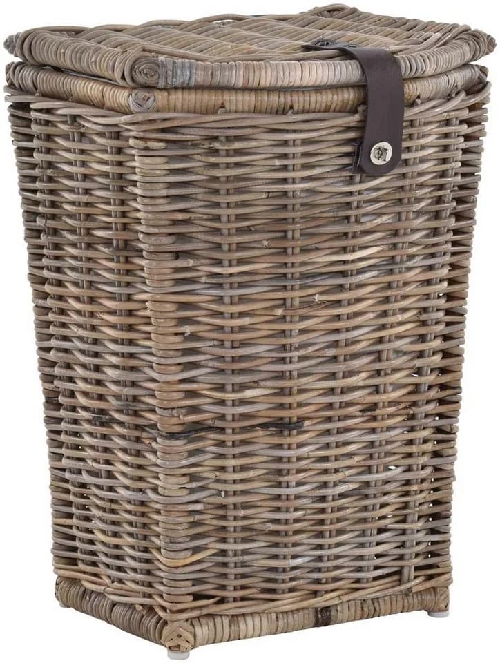 Krines Home Wäschekorb Hoch Rattan Grau Natur Modern
