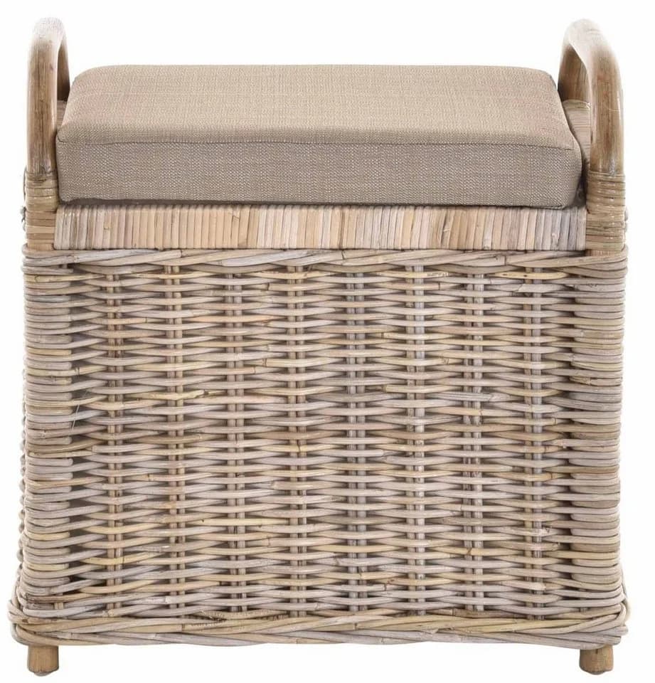 Krines Home Sitzbank Rattan mit Stauraum und gepolstertem Deckel