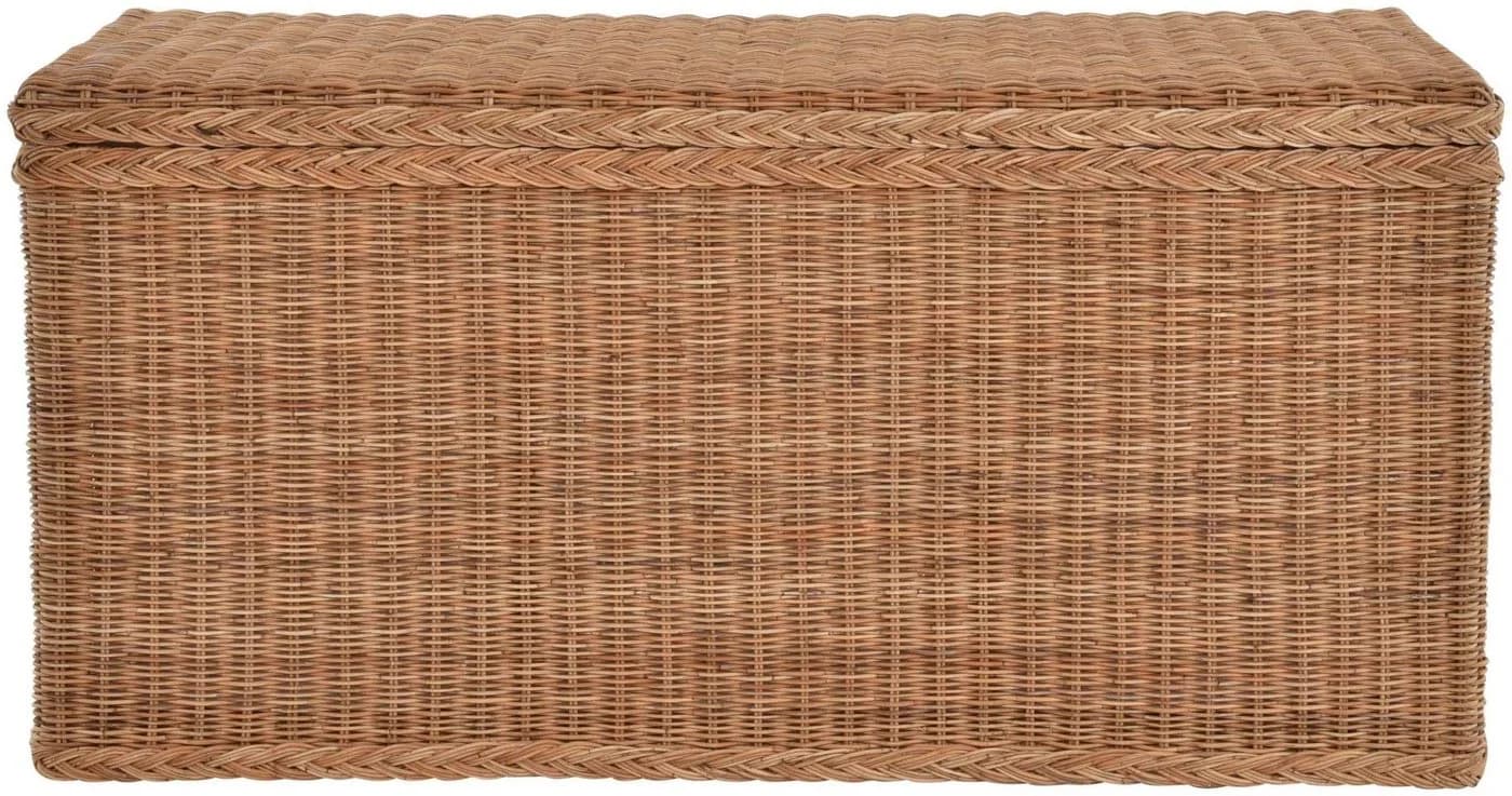 Krines Home Rattantruhe XXL Natur Aufbewahrung mit Deckel