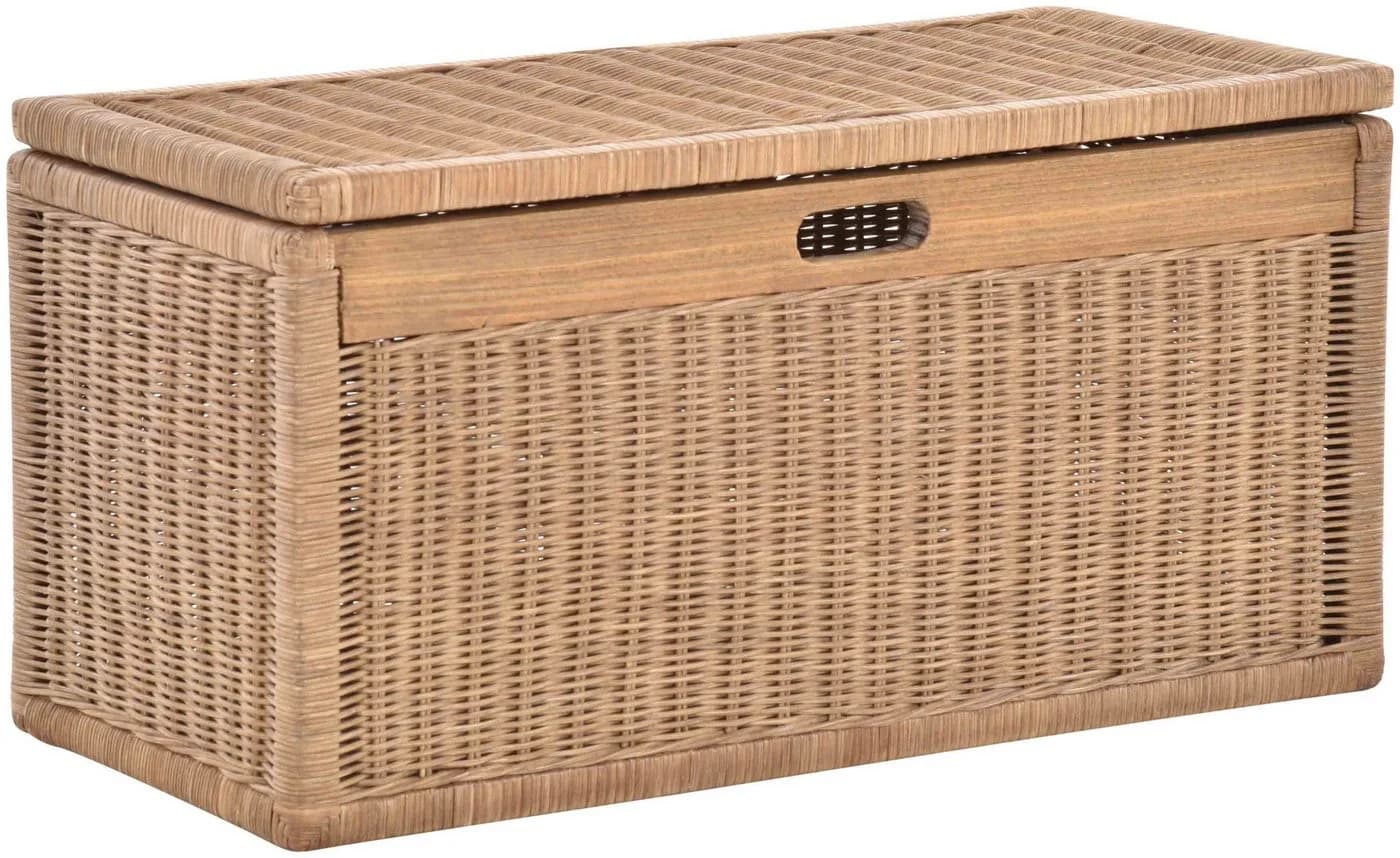 Krines Home Wäschetruhe Rattan geflochten mit Klappdeckel
