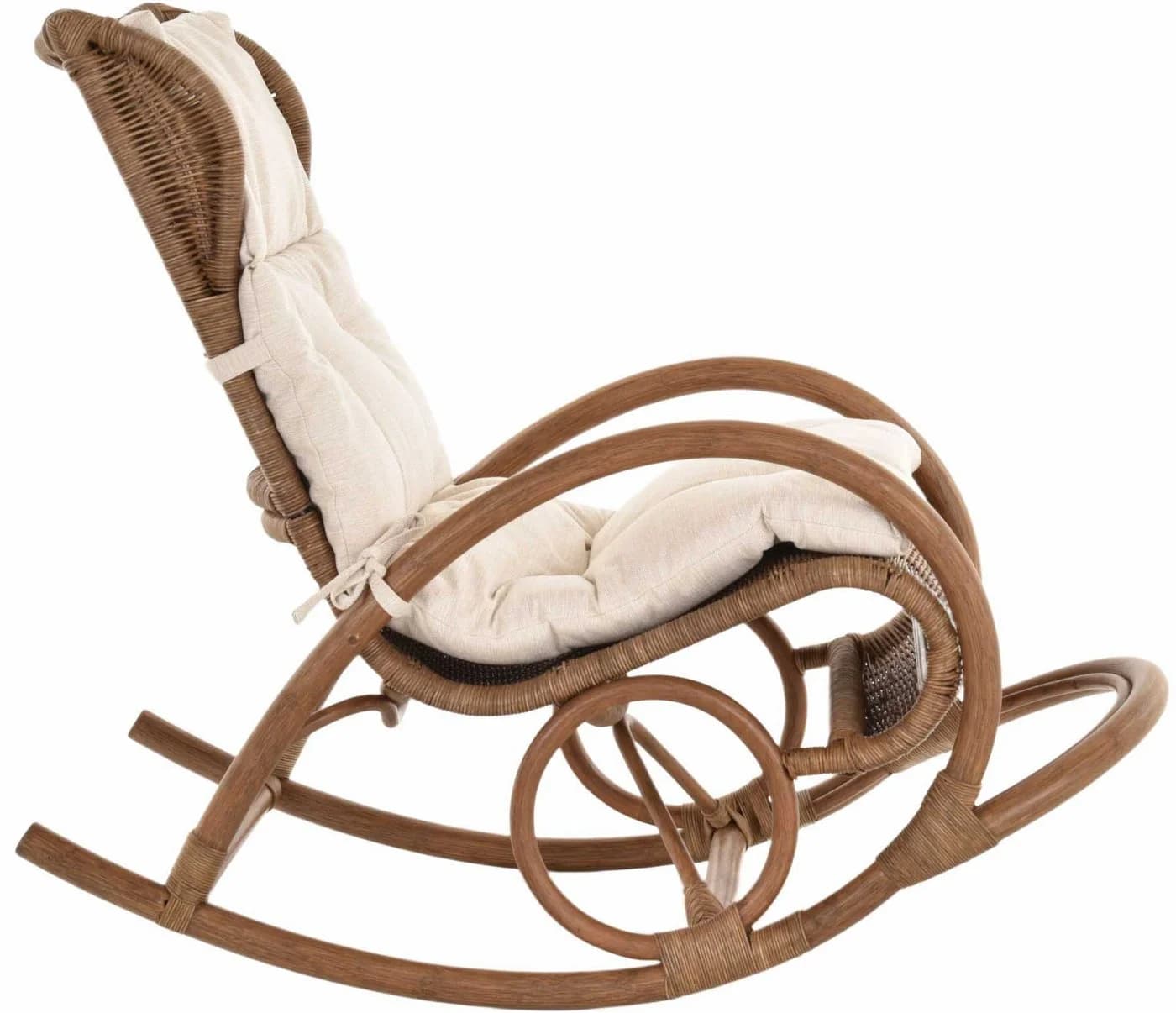 Krines Home Schaukelstuhl Luxor Natur Rattan Schaukelsessel