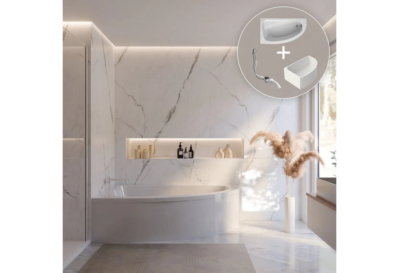 Schulte Badewanne Baia asymmetrisch Sanitäracryl Weiß
