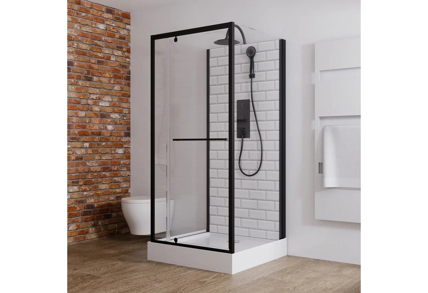 Schulte Komplettdusche Jersey 90x90 cm mit Sicherheitsglas und Duschsäule